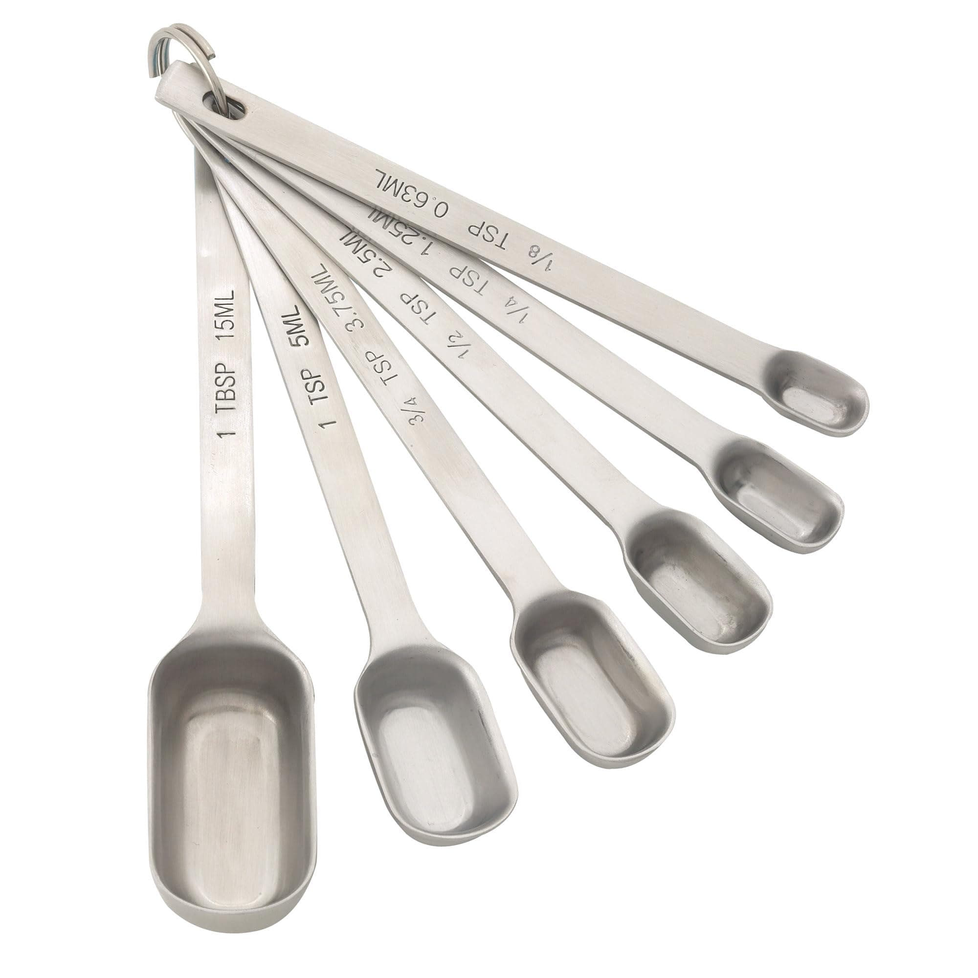 Mrs. Anderson’s Baking Spice Jar Measuring Spoons, Heavyweight 18/8 Stainless Steel, Set of 6 Narrow Measuring Spoons