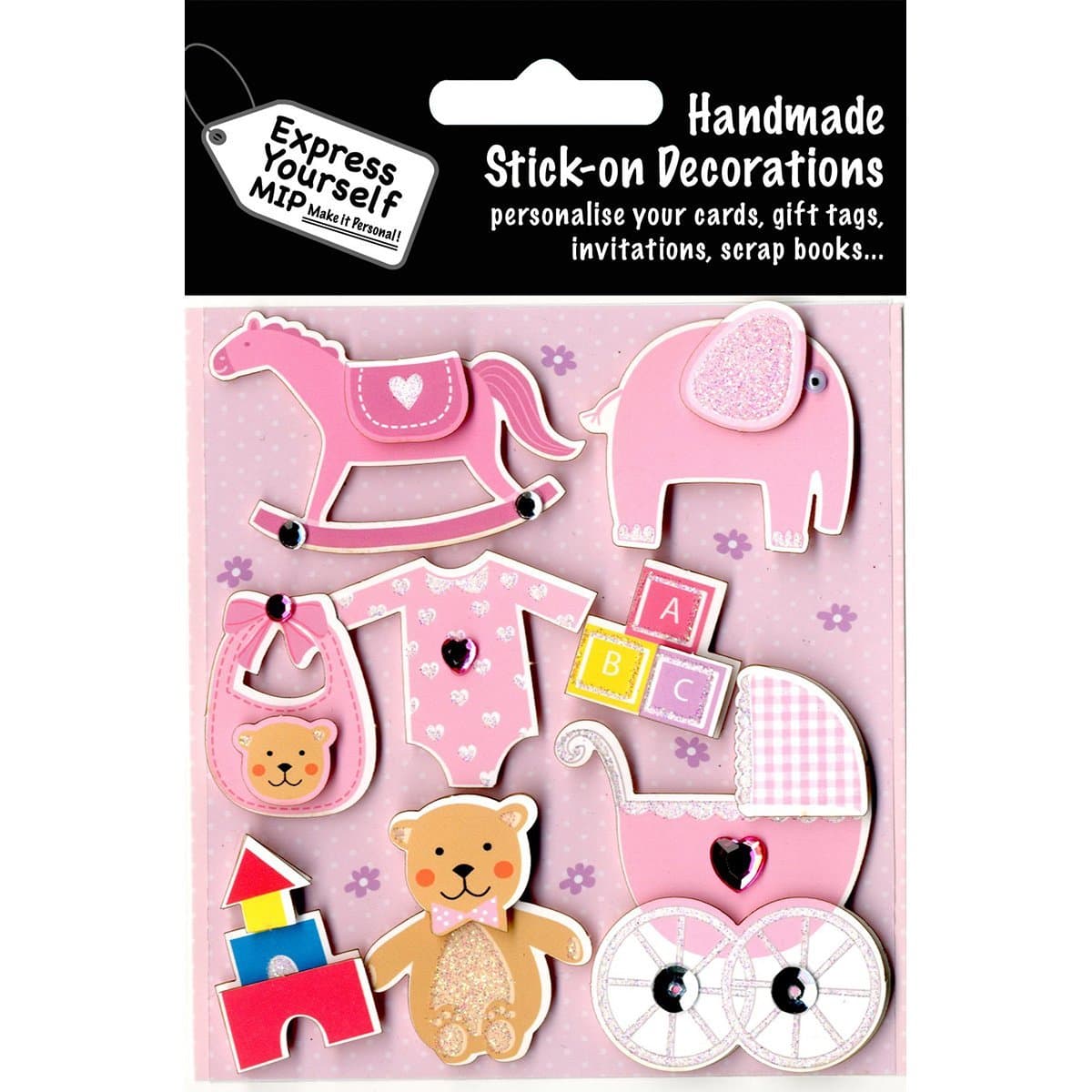 self Adhesive, Baby Girl Toppers - Ideal for Card Making, Scrapbooking, Papercrafts, Childrens Crafts etc