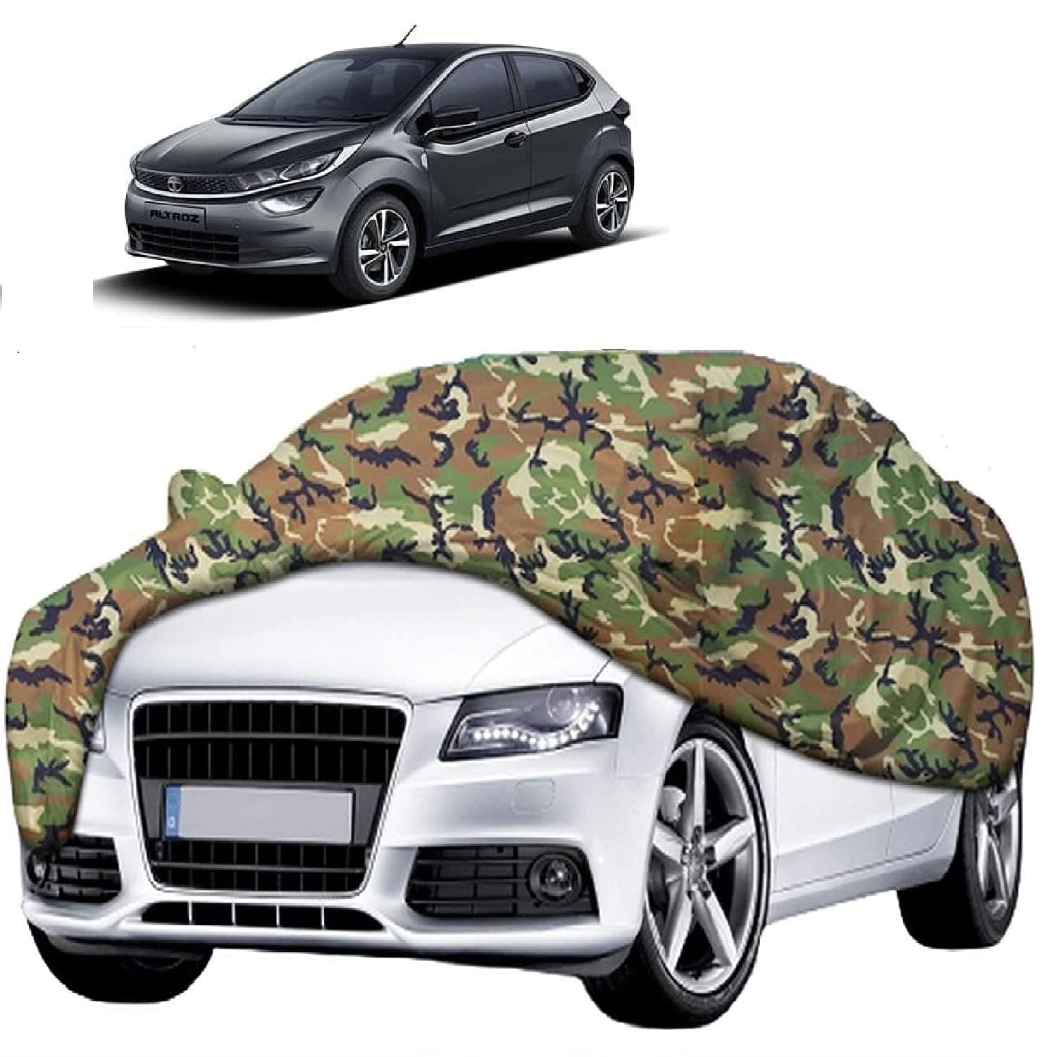 AutoPrime Tata Altroz WaterResistant Car Cover All Weather Windproof UV Protection Outdoor Indoor with Mirror Pocket (Multicolor)