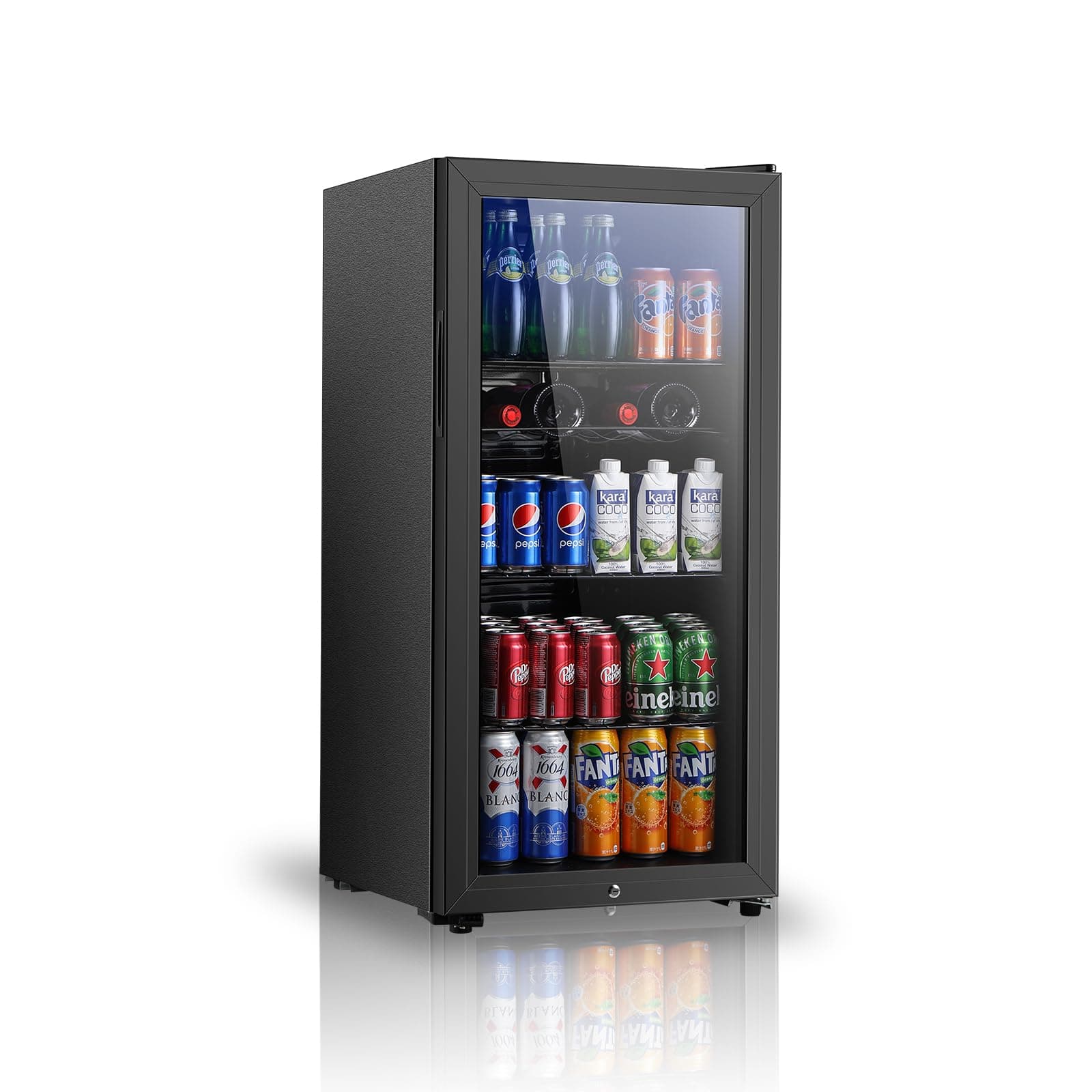 Beverage Refrigerator, 4.5 Cu.ft Mini Fridge with Double Glass Door, Cooler for Soda, Beer or Wine for Home, Office or Bar with Adjustable Removable Shelves (Black)
