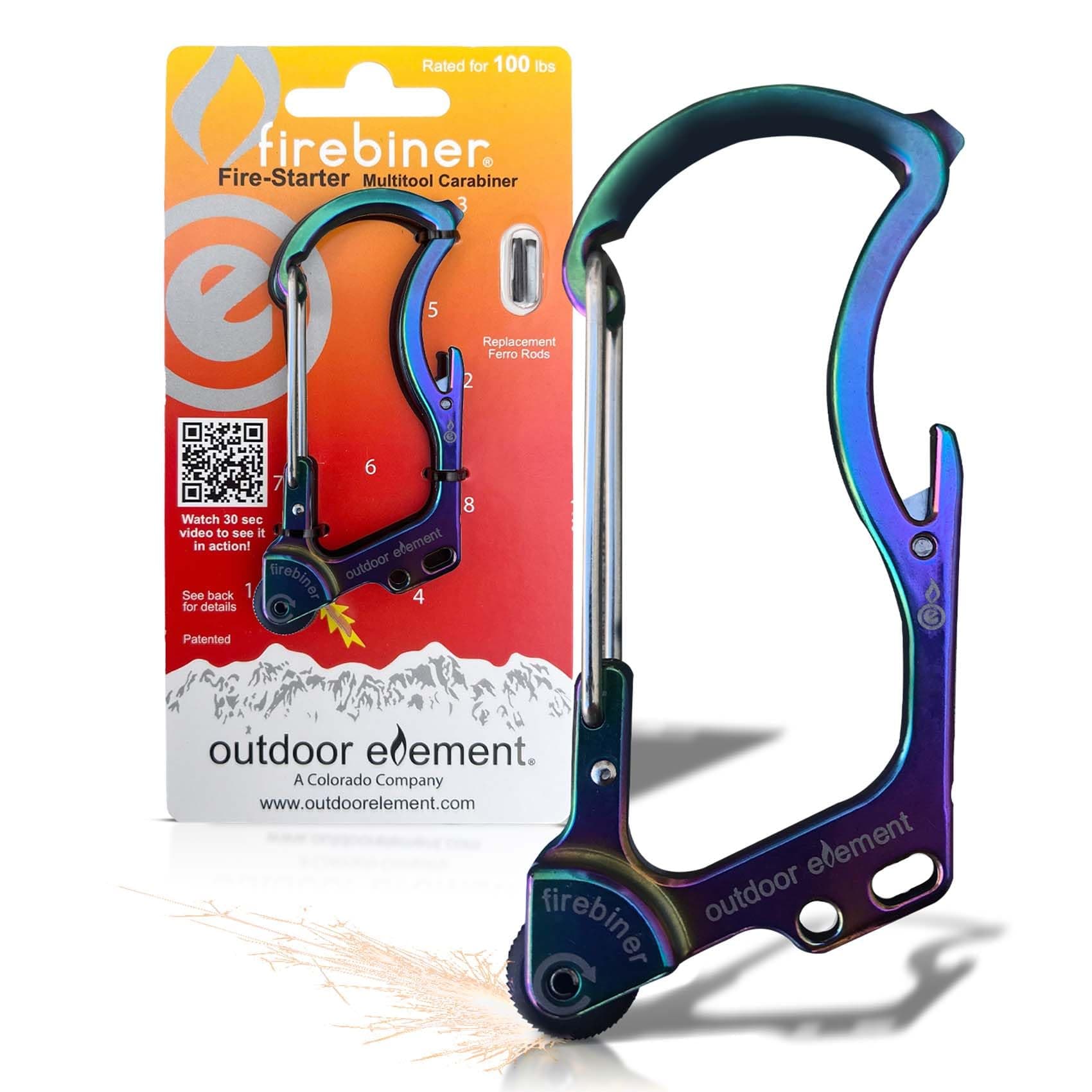 Firebiner 6-in-1 Fire-Starting Carabiner EDC Emergency Multitool -Keychain,Utility Blade,Bottle Opener,& More