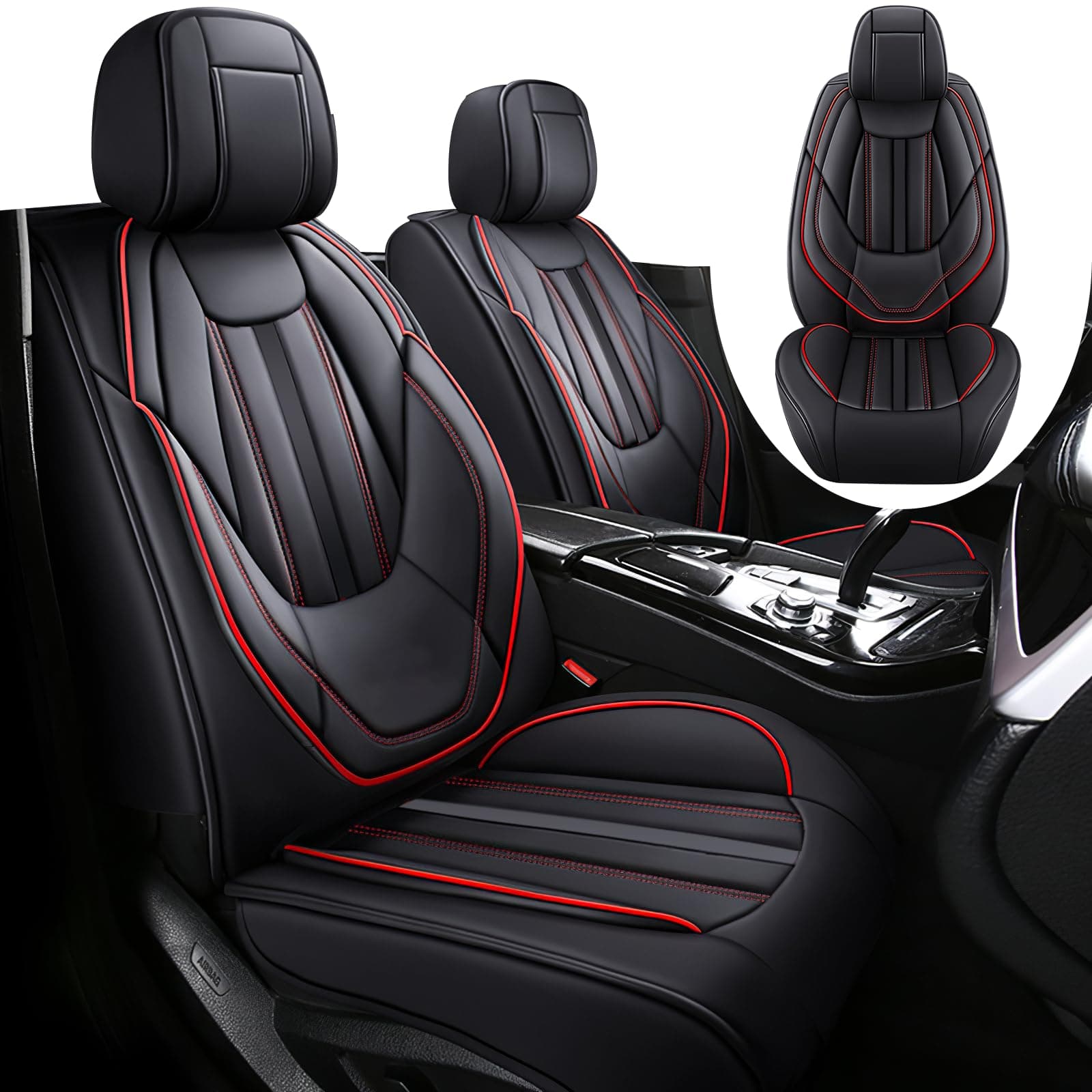 Car Seat Covers Fit for Ford Transit-250 2015-2024, Premium Leather Seat Covers 2-Seats Standard, Waterproof Car Seat Covers, Soft and Breathable Automotive Seat Covers for Cars(Black)