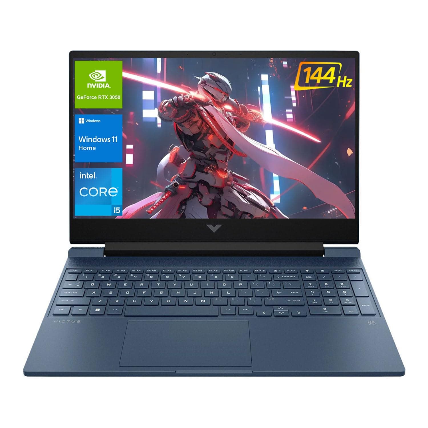 Victus 15.6 i5 Gaming Laptop 15.6" FHD 1920*1080 144Hz Intel Core i5-12450H NVIDIA GeForce RTX 3050 16GB RAM 1TB SSD Backlit KB Touchpad SD Card Reader Webcam HDMI Wi-Fi 6 W11 H Blue