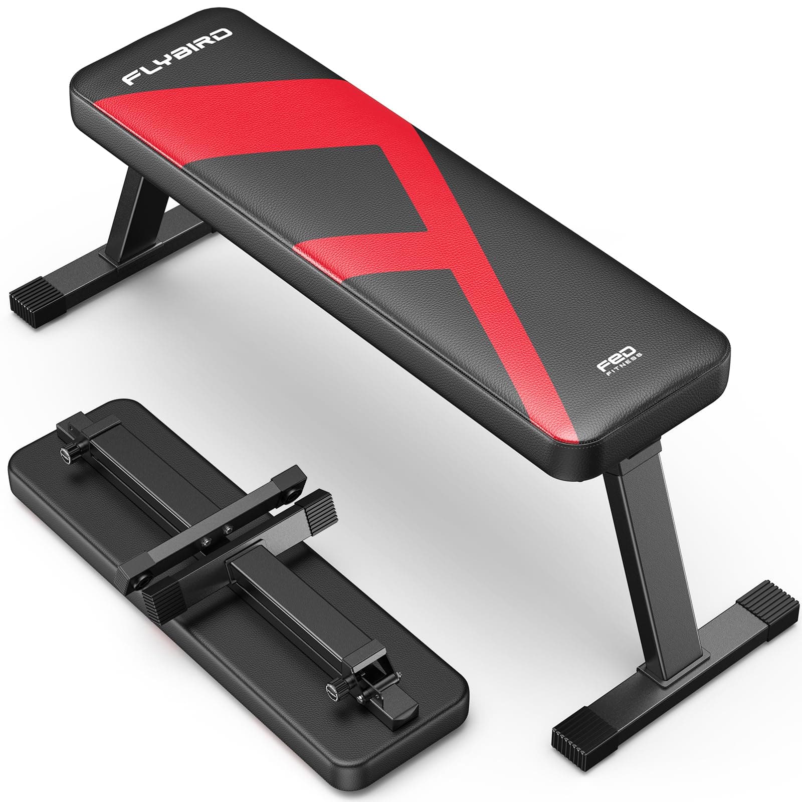 Foldable Flat Weight Bench For Home Gym, Sturdy Strength Training Workout Bench, Space-saving Bench Press Flat Exercise Bench, Easy to Assemble
