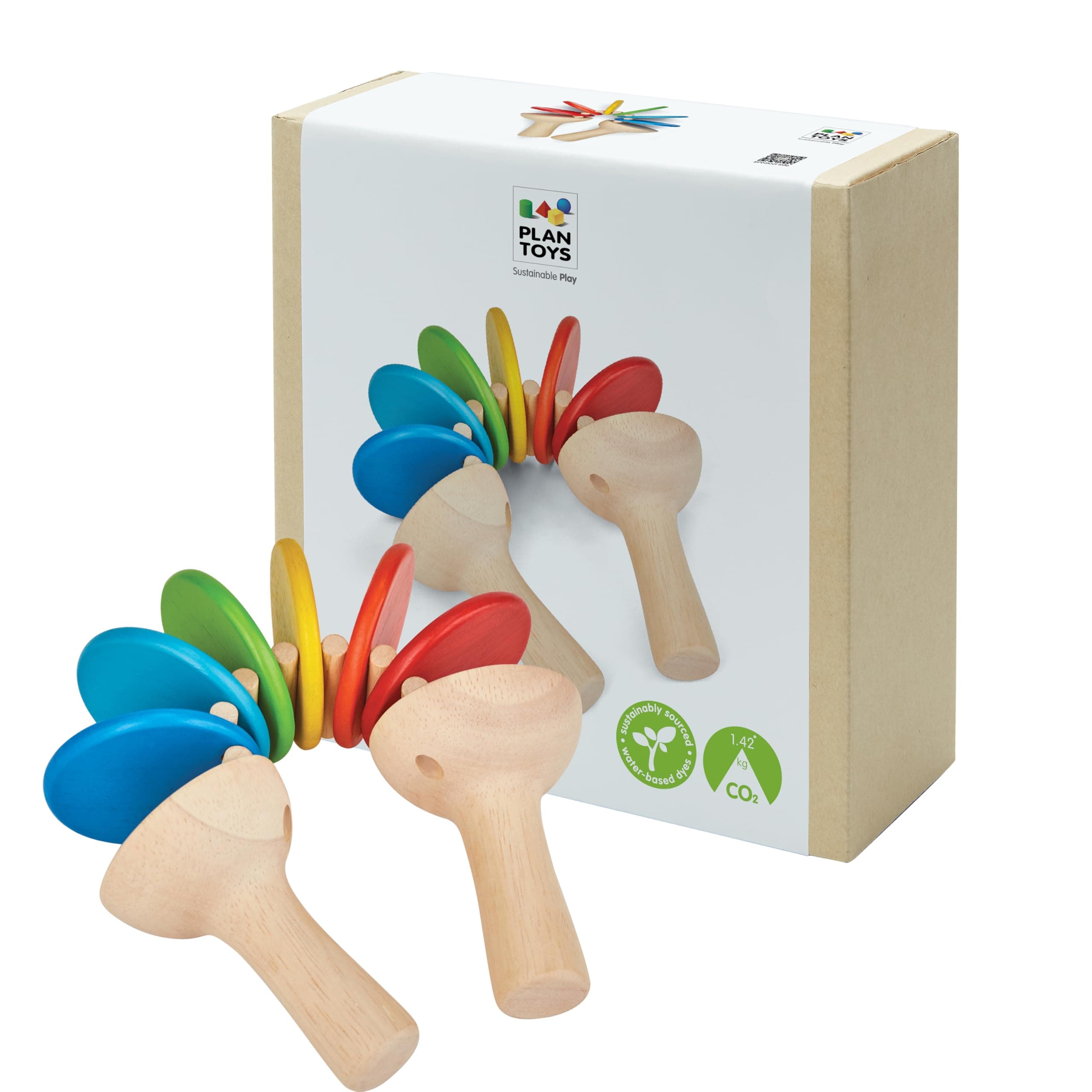 Wooden Clatter Toy Percussion Musical Instrument (6413) | Sustainably Made from Rubberwood and Non-Toxic Paints and Dyes