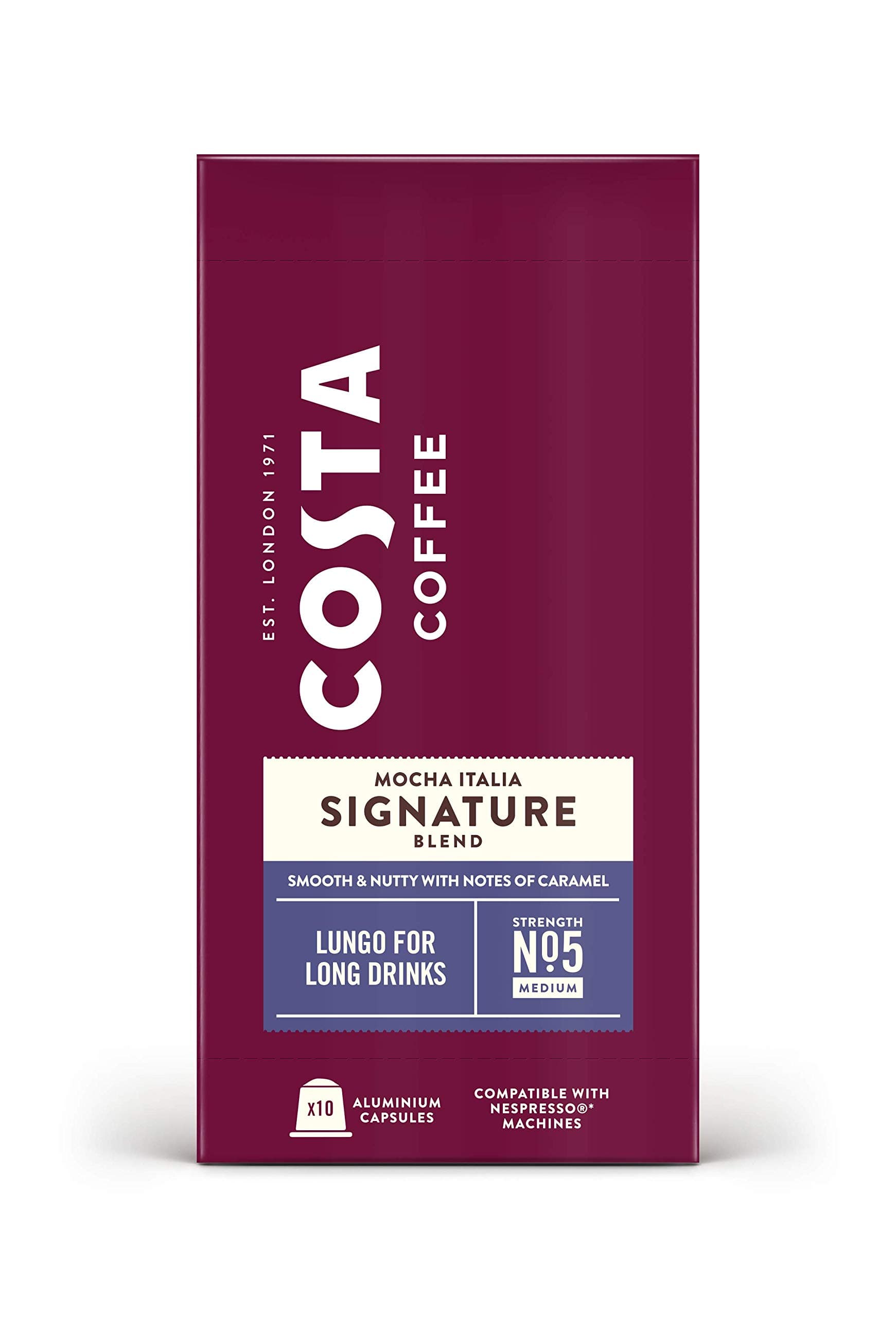 COSTA COFFEE Aluminium Nespresso Compatible Signature Blend Lungo, 100 Count