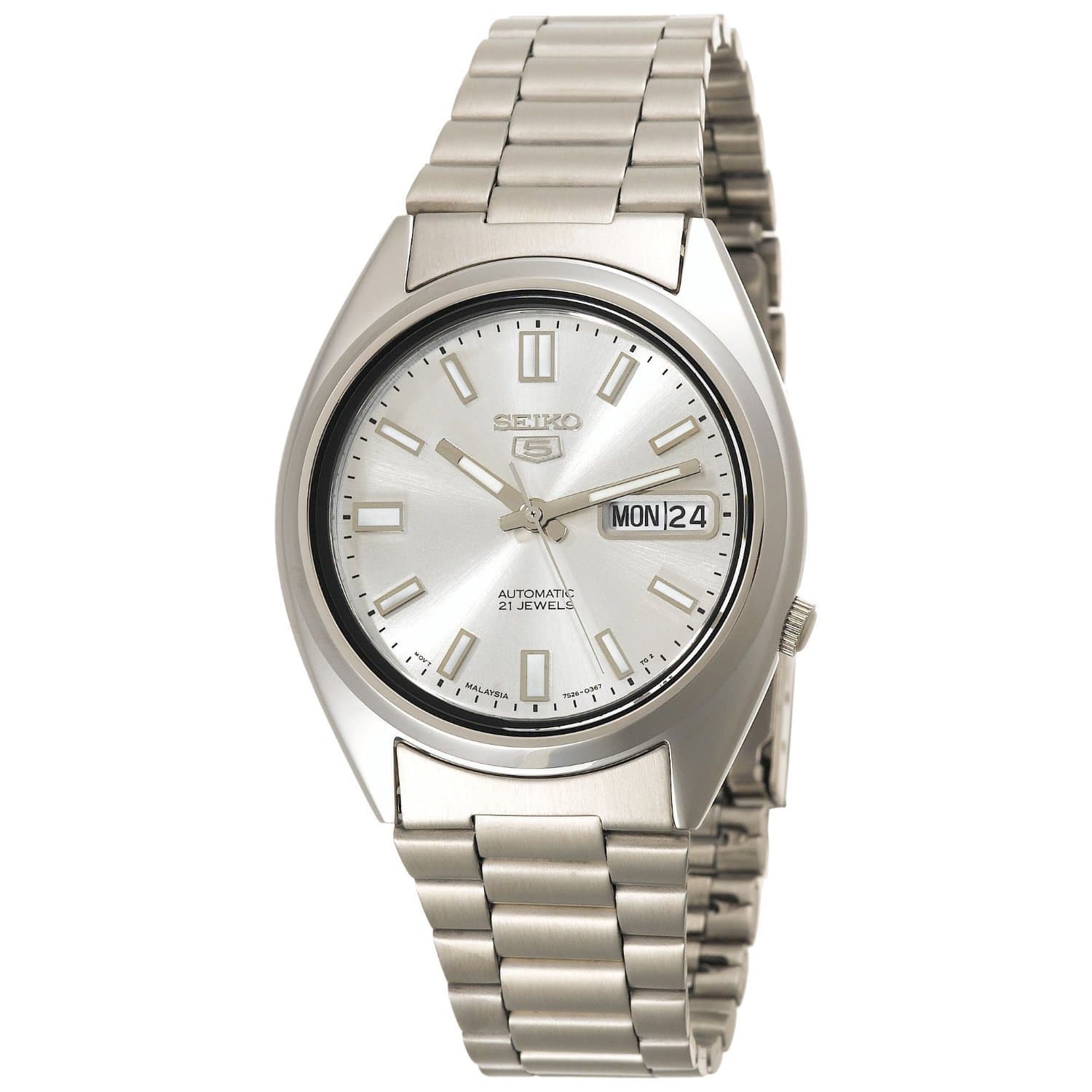 Automatic Watch for Men 5-7S Collection - with Day/Date Calendar, Luminous Hands, Stainless Steel Case & Bracelet