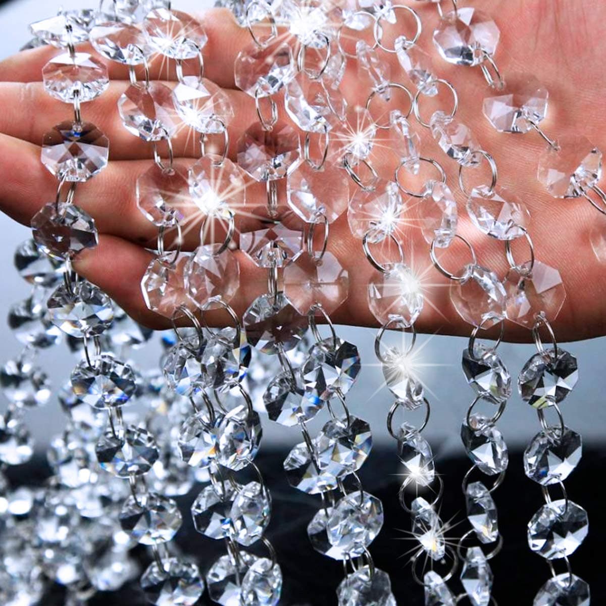 19.5 Feet Clear Crystal Beads Chandelier Bead Lamp Chain for Wedding Party DIY Jewelry Making