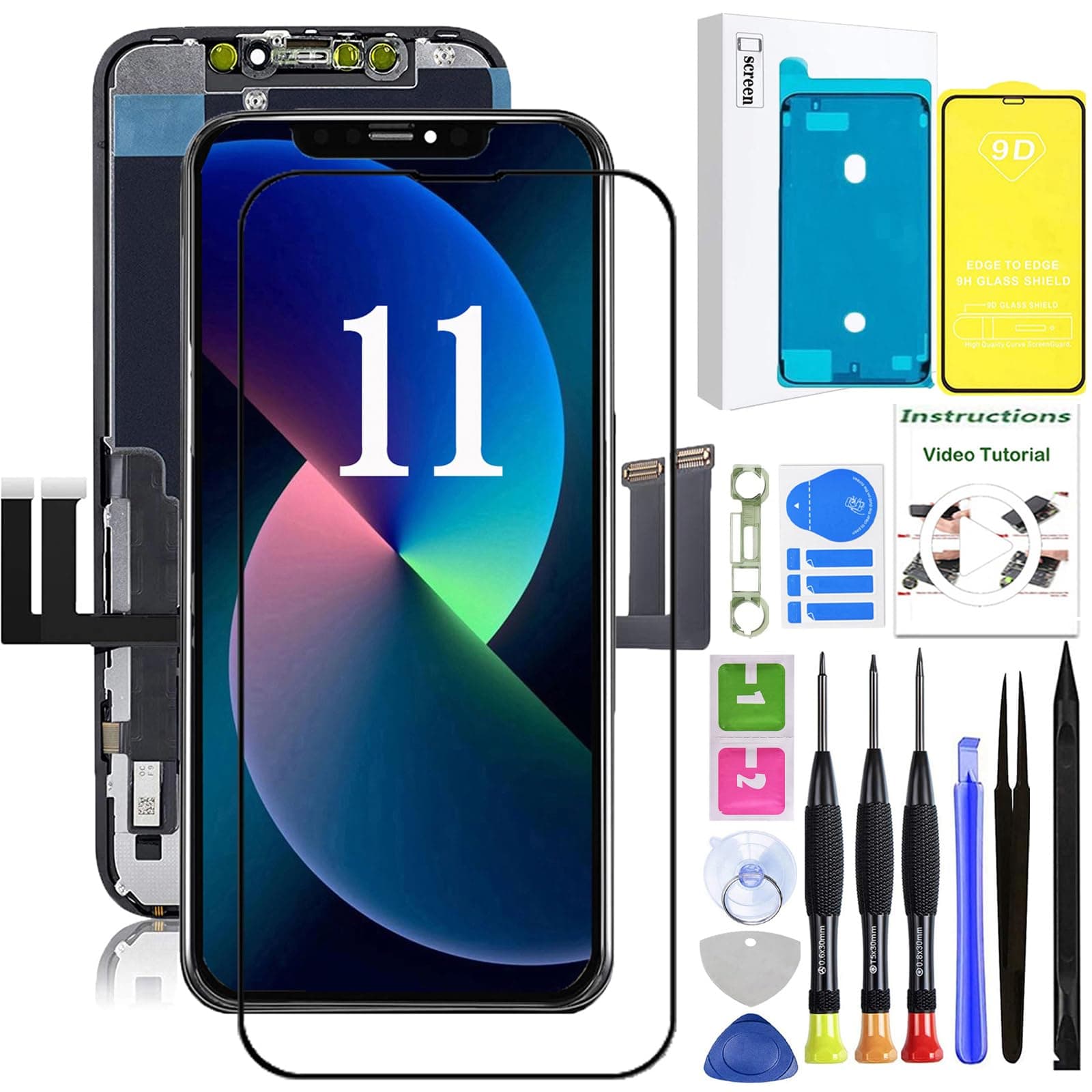 LEAFE for iPhone 11 Screen Replacement,LCD Display 3D Touch Digitizer Assembly,Compatible with iPhone 11 Screen Replacement 6.1 inch (Model A2111, A2223, A2221) with Repair Tools and Screen Protector