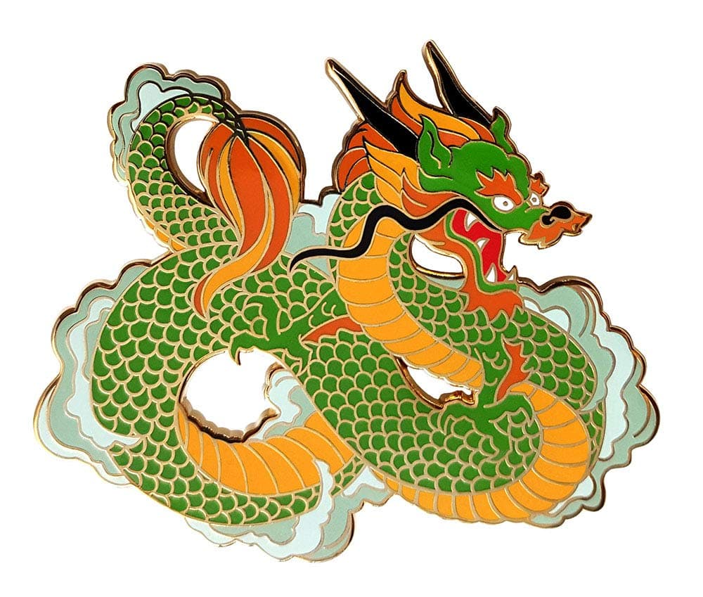 Green Chinese Dragon Enamel Lapel Pin