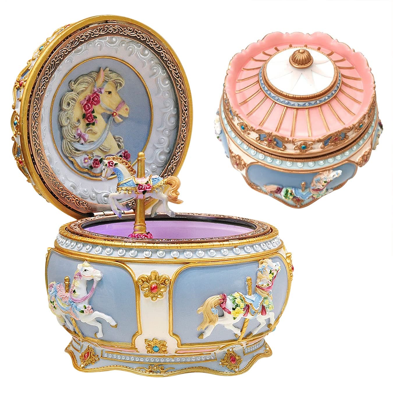 You are My Sunshine Music Box Carousel Horses Unicorn Musical Box with Sankyo 18-Note Wind Up for Kids Girls Christmas Birthday Gifts