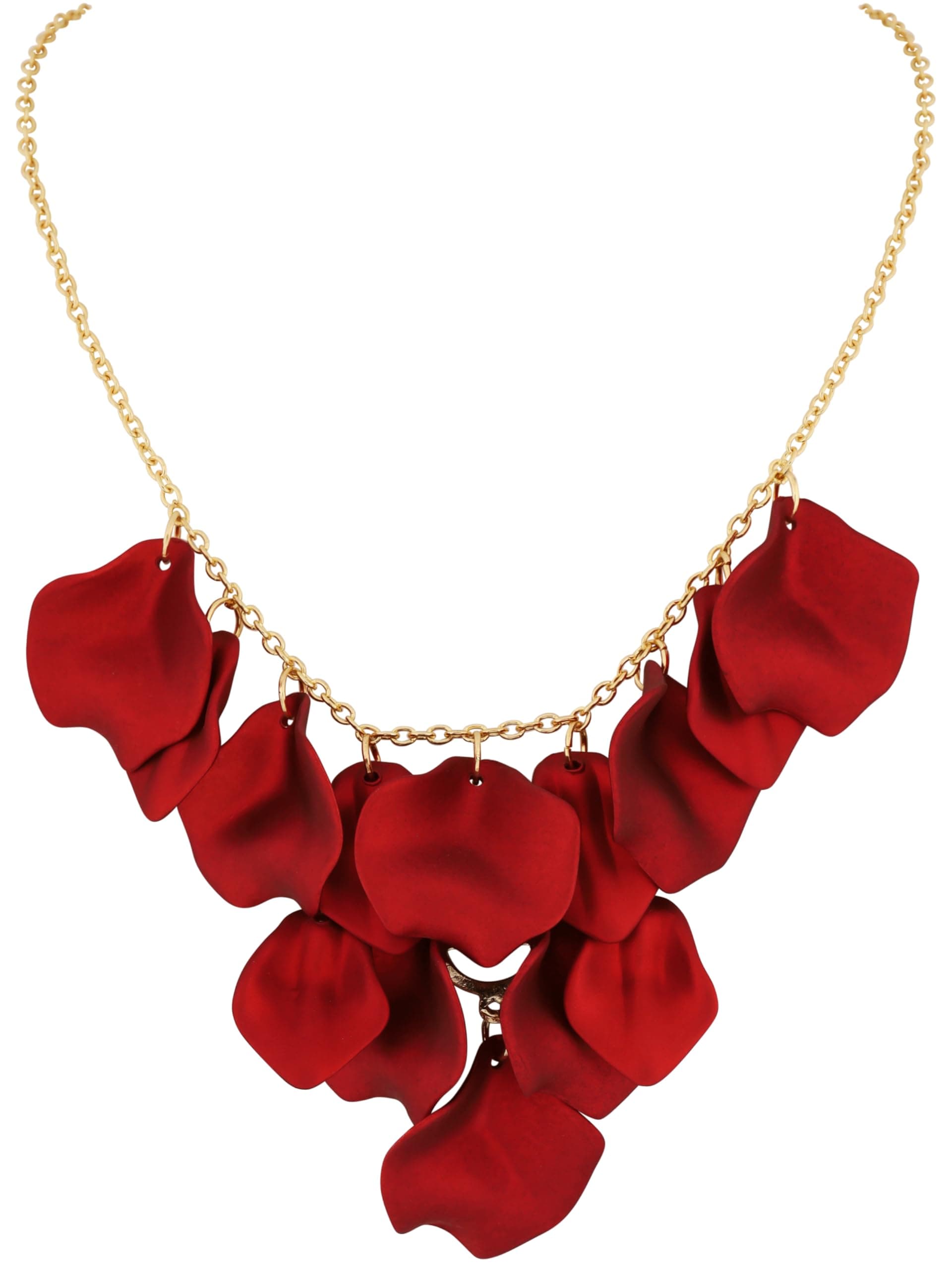 Statement Matte Flower Rose Petals Bib Necklace for Women, Formal Evening Floral Jewelry Accessories Romantic Cool Gifts for Women