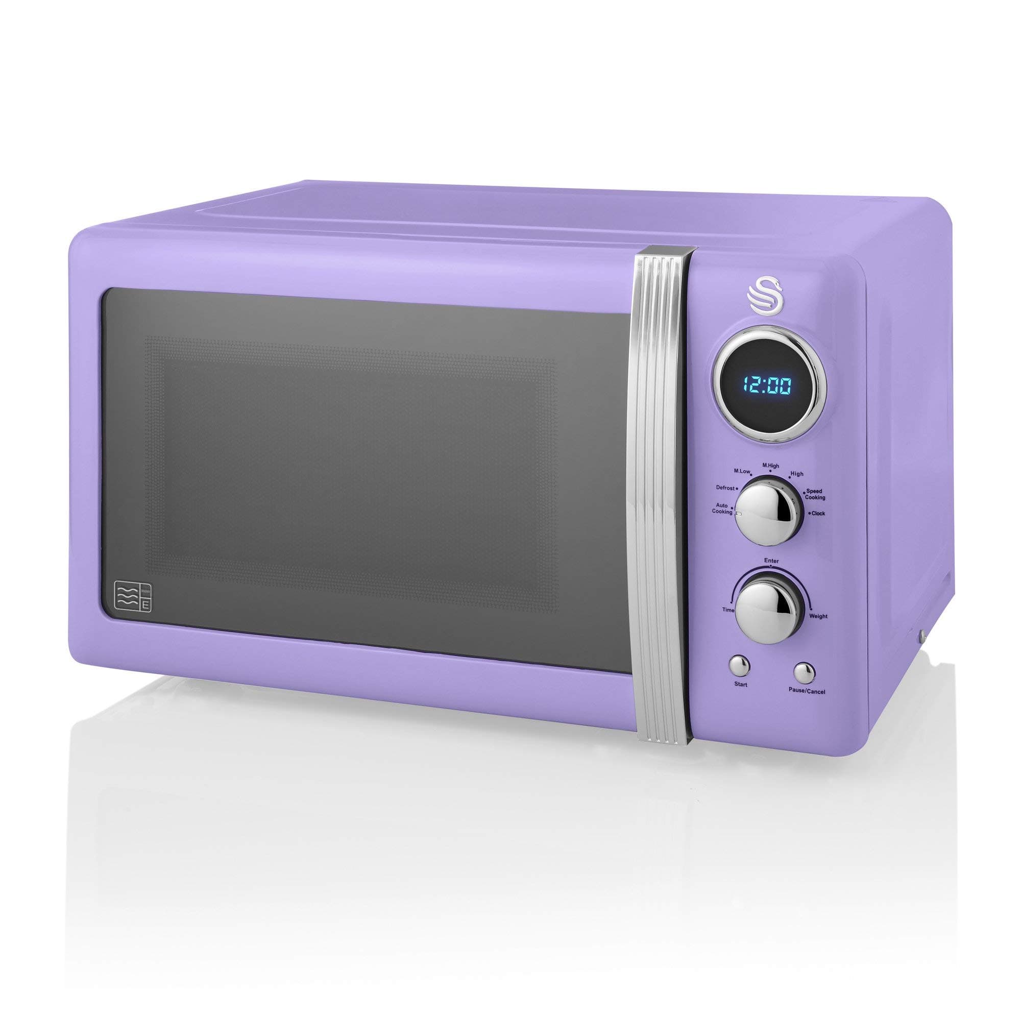 Swan Retro Digital Microwave Purple, 20L, 800W, 6 power levels including Defrost Setting, SM22030PURN