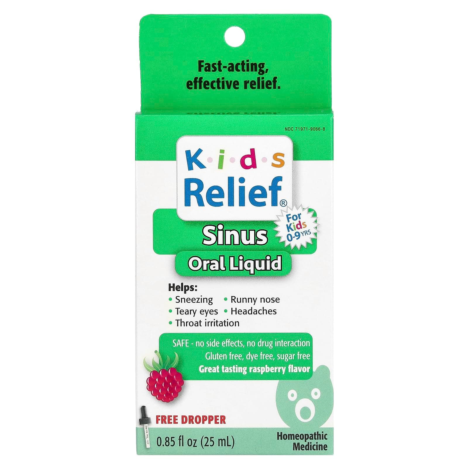 for Sinus-Oral Liquid for Ages 0-9 Years Raspberry, 0.85 Fl Oz