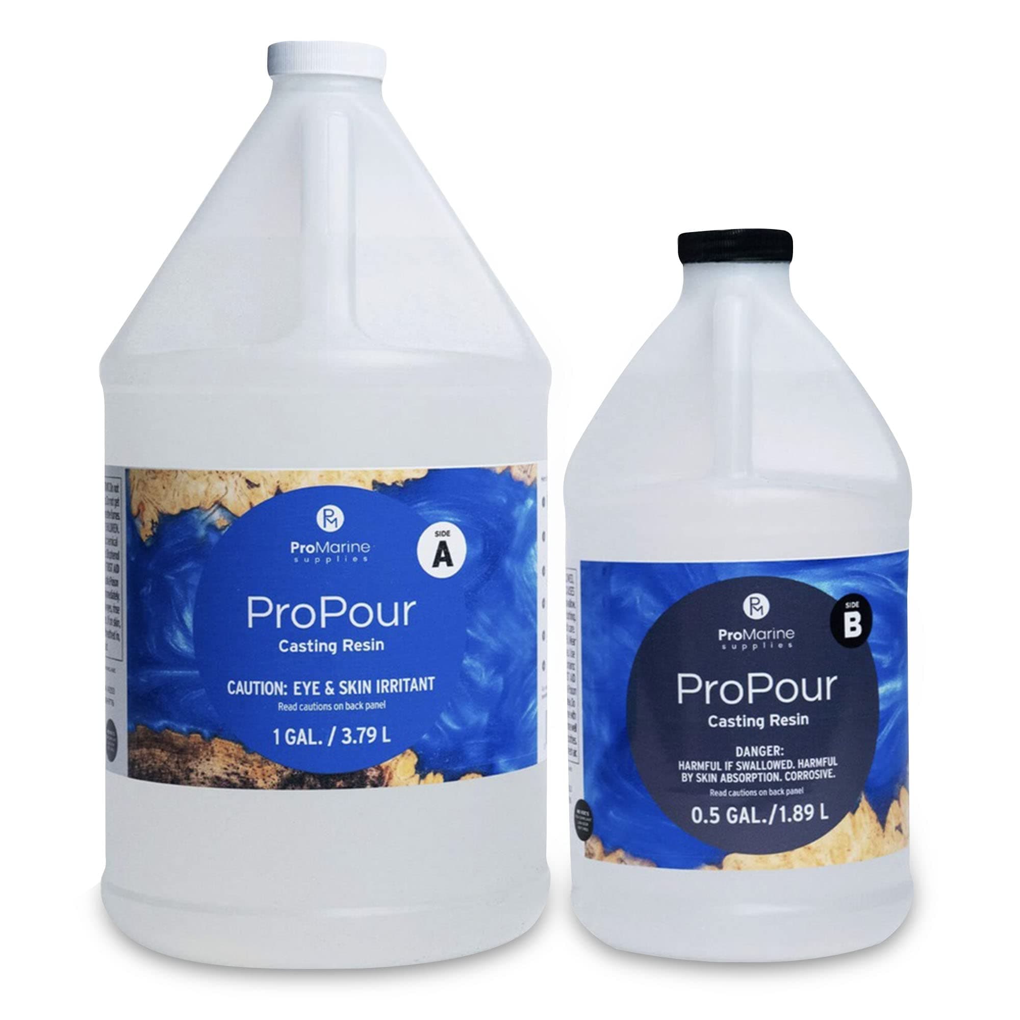 Pro Marine Supplies Pro Pour Casting Resin (1.5-Gal) | Tough Deep Pour Epoxy Resin Kit | Self-Leveling Crystal Clear Resin Epoxy | High-Gloss Resin Supplies for Bar Tops, Countertops, & River Tables