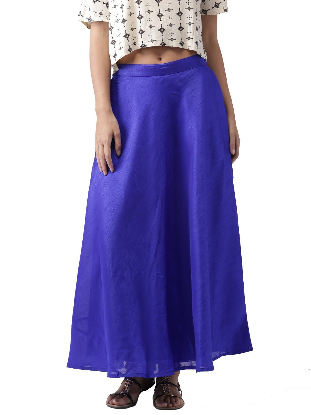 Women Solid Chanderi Fabric Long Skirt with Inner Lining - Available in 16 Colours; Freesize (28 to 44 inches Waist)