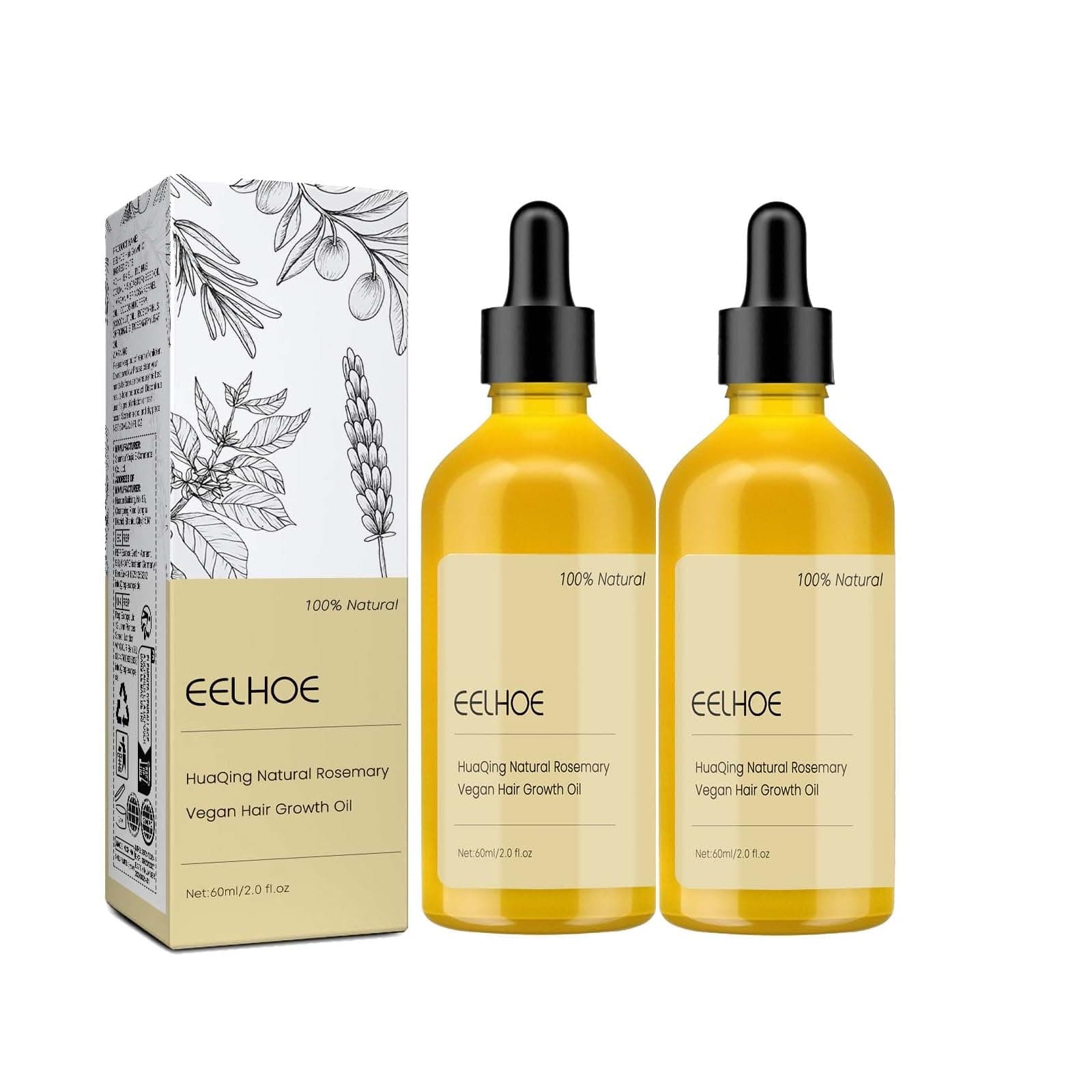 - 120 ML Eelhoe Natural Hair Growth Oil, Carvenchi Natural Hair Growth Organic Rosemary Oil for Dry Damaged Hair and Growth Thin Hair. (2 Pcs)