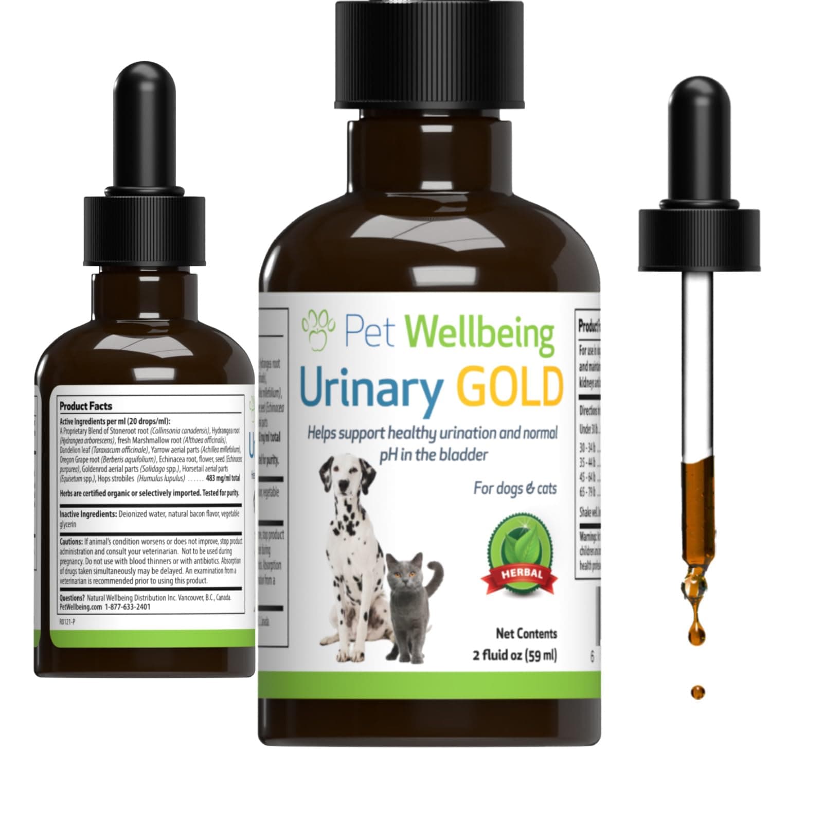 Pet Wellbeing Urinary Gold for Dogs - Supports Urinary Tract Health, Normal Frequency, Healthy Immune Response, Stoneroot, Hydrangea - Veterinarian-Formulated Herbal Supplement 2 oz (59 ml)