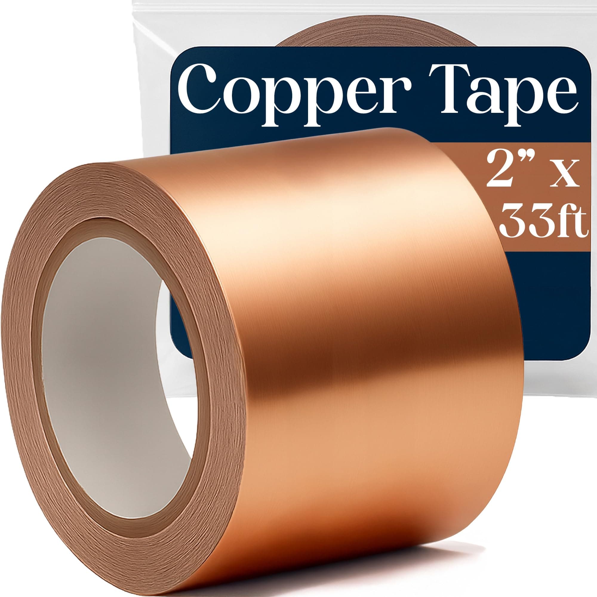 Kraftex Copper Tape 2 Inch x 33ft. Quality Copper Foil Tape with Conductive Adhesive. Perfect for, Guitar Shielding and for Slugs Garden. (2 Inch)