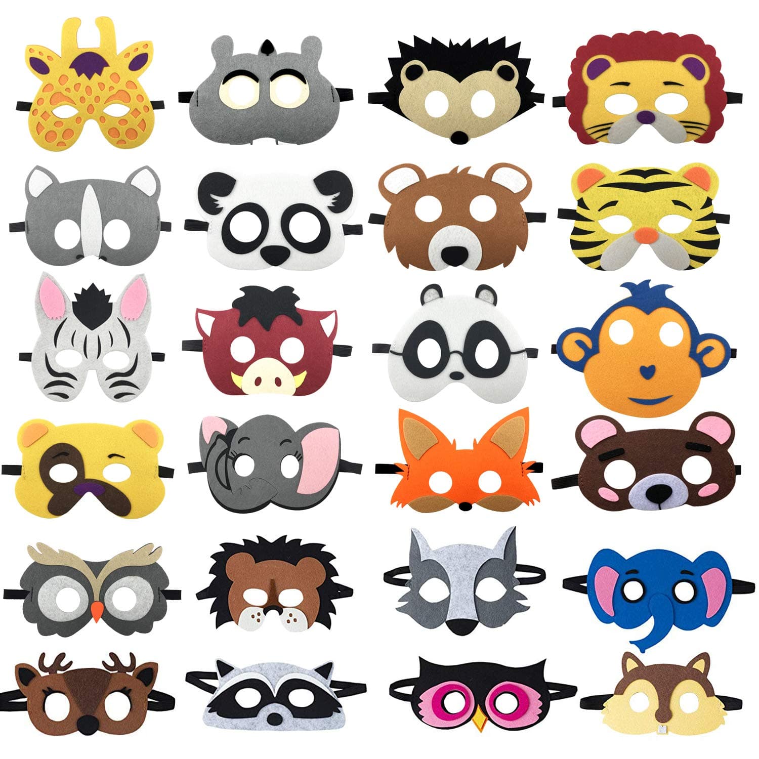 DANGSHAN 24 Packs Animal Masks Party Favors for Kids Toys Set, Dress Up Birthday Festival Christmas Halloween Cosplay Safari Party Supplies Party Masks with 24 Different Types for Children