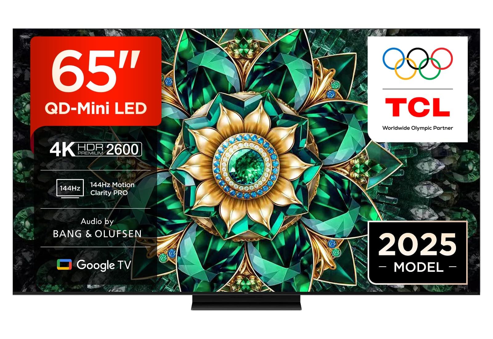 65Q7C-UK QD-Mini LED TV, 4K HDR Premium 2600, Smart TV Powered by Google TV (Dolby Vision IQ & Atmos, HVA Panel, Audio by Bang & Olufsen, 144Hz Motion Clarity Pro)