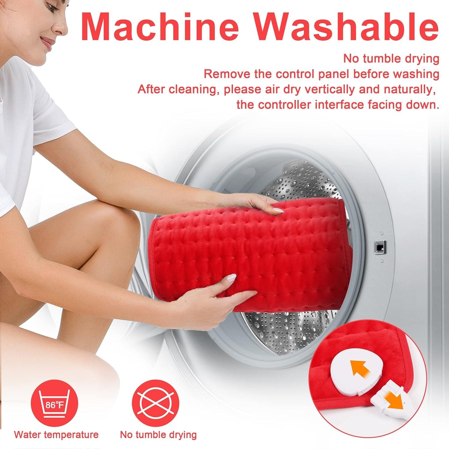 Deepsoon Heating Pad-Electric Heating Pads for Back,Neck,Abdomen,Moist Heated Pad for Shoulder,Knee,Hot Pad for Arms and Legs,Dry&Moist Heat & Auto Shut Off(Red, 33''×17'')