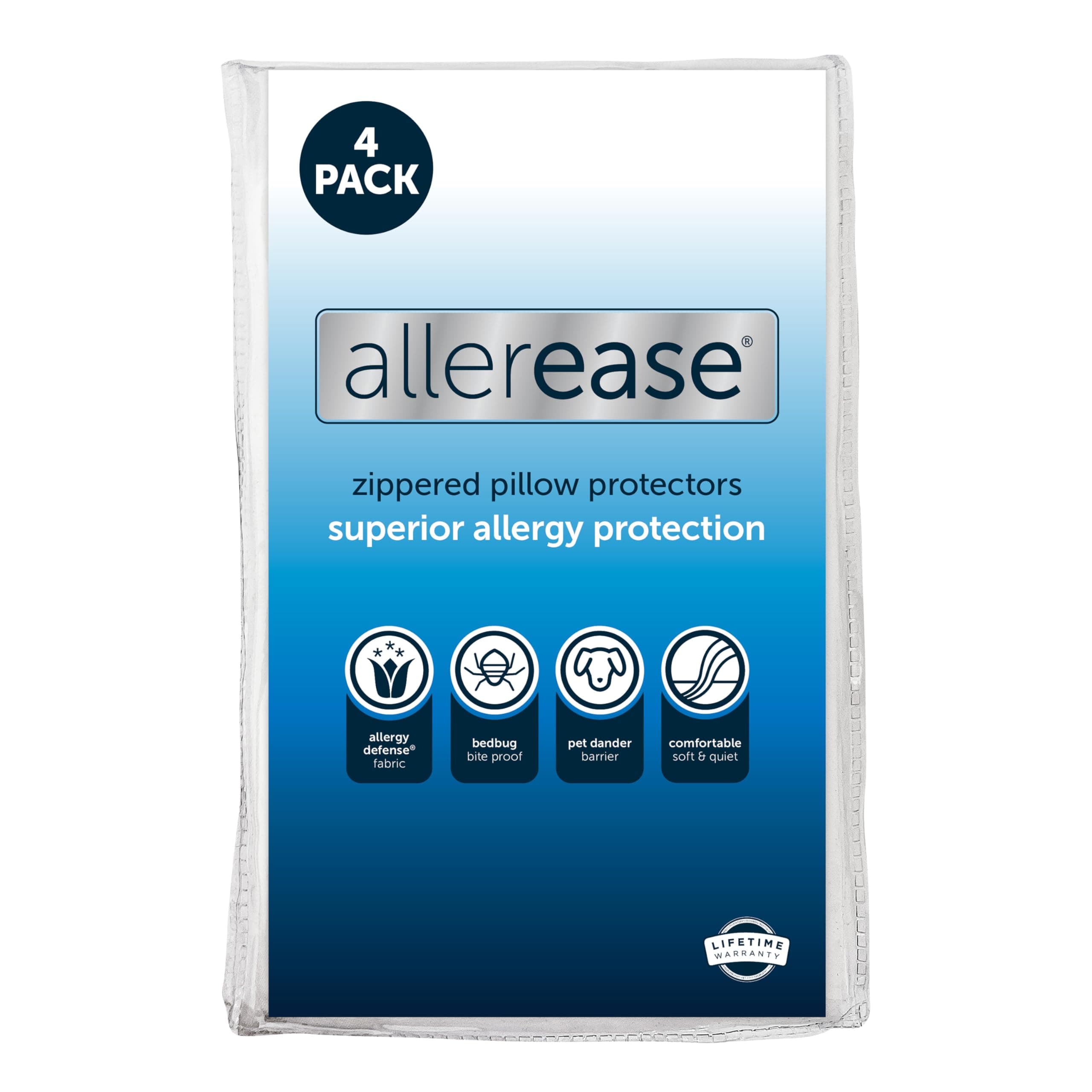 Aller-Ease Allergy Pillow Protector, Polyester, White, Standard