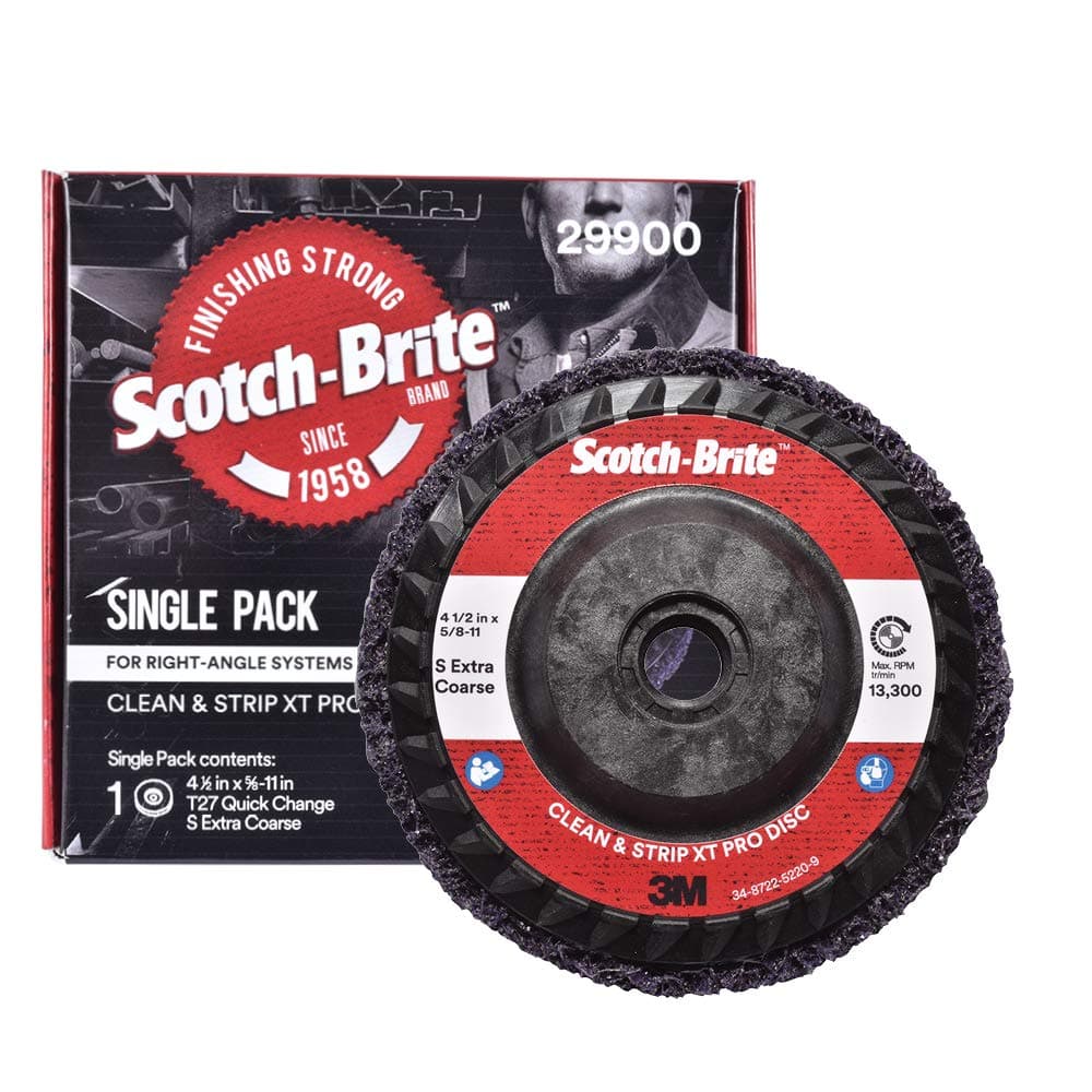 3M Scotch-Brite Clean and Strip XT Pro Disc, XO-DC, SiC Extra Coarse, T27, 4-1/2 in x 5/8"-11, Silicon Carbide Cuts Aggressively and Leaves a Fine Finish, Resists Loading, Purple