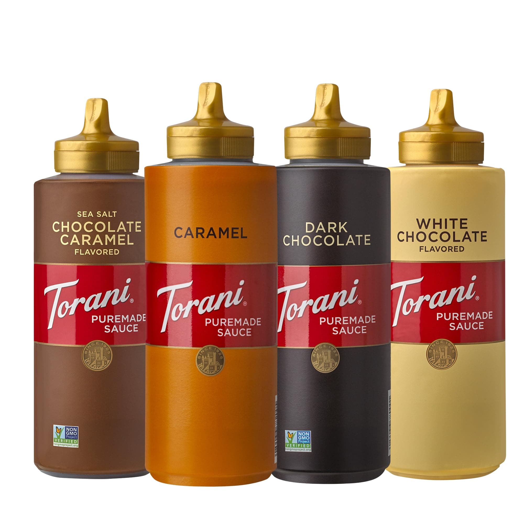 Torani Puremade Sauce Variety Pack, 4 Flavors, 16.5 Ounce Bottles