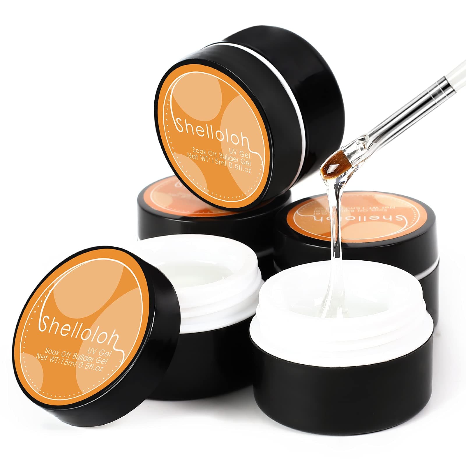 5pcs Clear Builder Nail Polish Gel for Nails Kit Nail Extension UV Gel Nail Polish Set Soak off Clear Color Strengthening Manicure Nail Art Kit