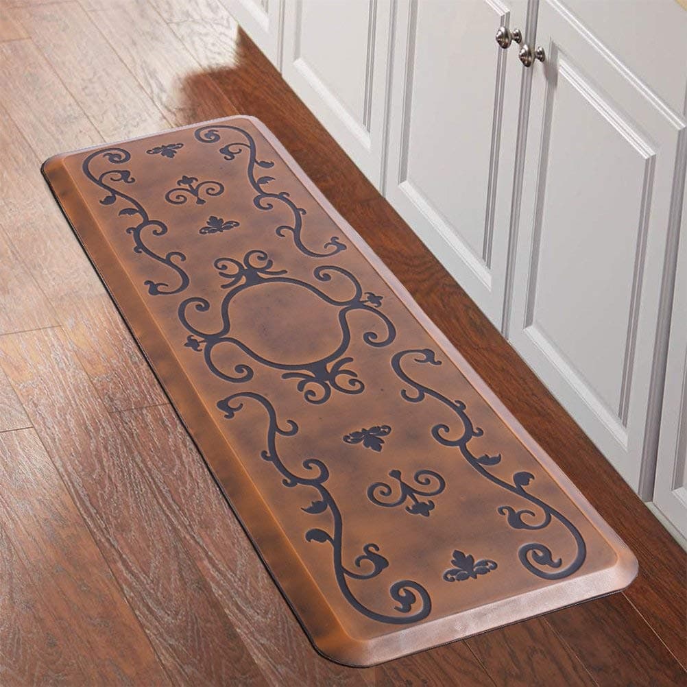 Kitchen Mat Anti Fatigue Mat Comfort Floor Mat Standing Mat,Antique Light Flower Pattern (24x70x3/4-Inch, Light Antique)
