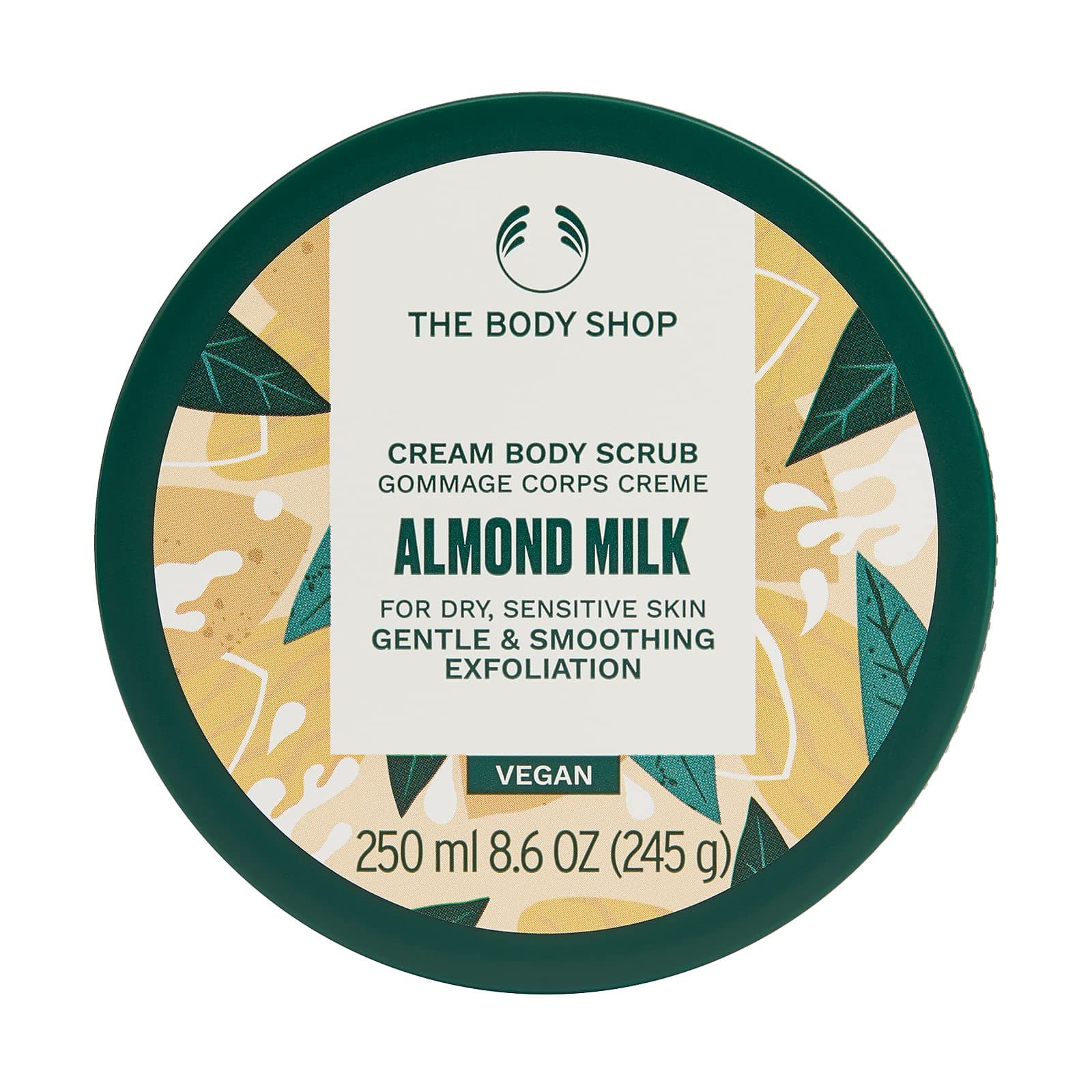 The Body Shop Almond Milk Gentle Exfoliating Cream Body Scrub – Soothing Exfoliation for Sensitive Skin – Vegan – 8.6 oz