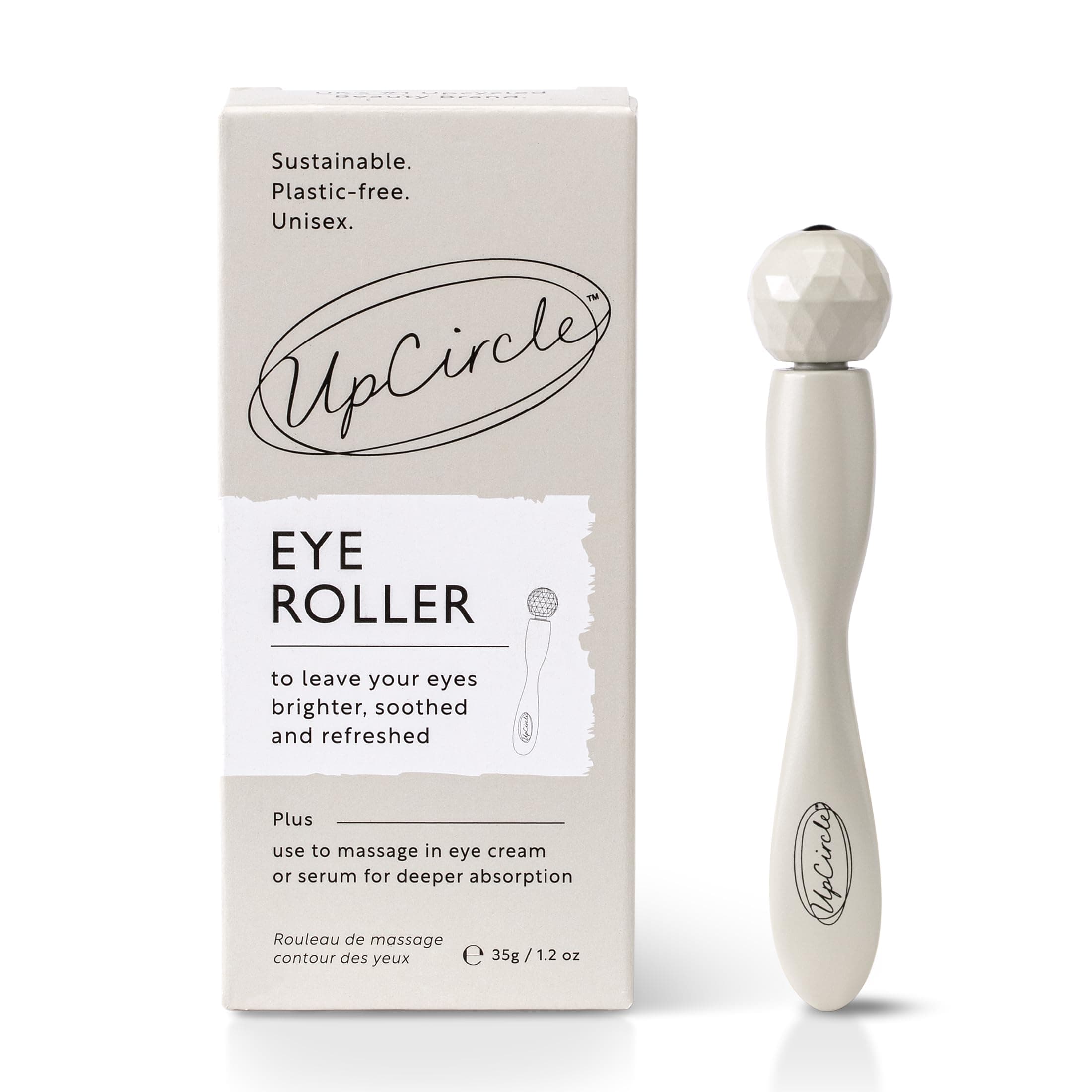 Eye + Face Roller 1pc – Metal + Plastic-Free – For Dark Circles + Puffy Eyes – With Cooling Effect to Boost Circulation For Healthy Glow – Sustainable + Reusable