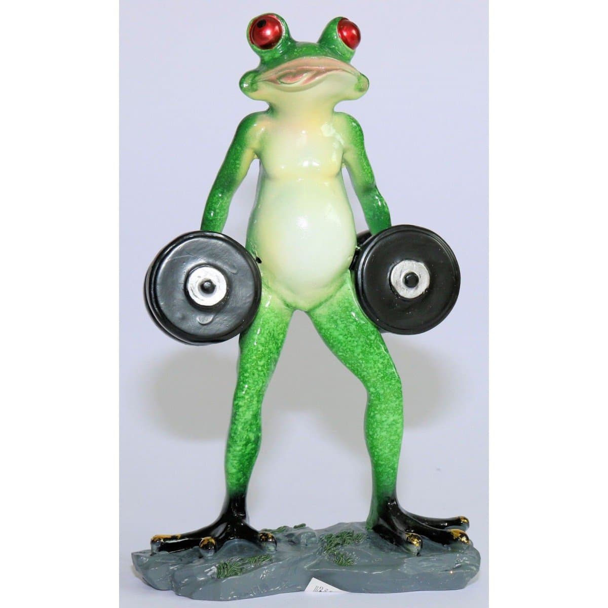 FROG GYM JUNKIE FROG WITH DUMBBELLS BOXING FROG REALLY CUTE 20CM - Brighten up your Garden