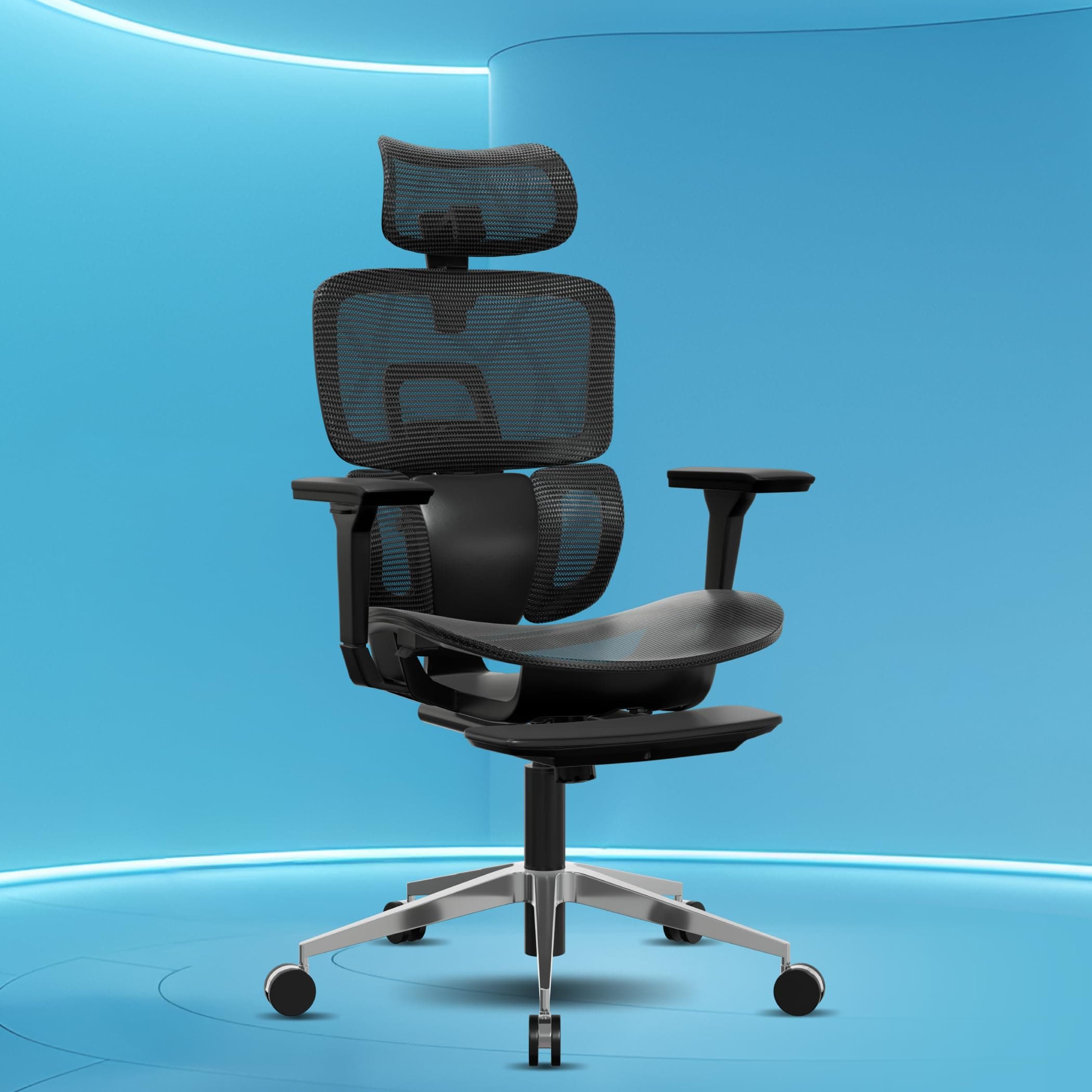 The Sleep Company Ultron Premium Ergonomic Office Chair | Ultra Spine Protection | Extendable Footrest | Smart Flexi Backrest | 3D Adjustable armrests and headrest | Free Installation | Black