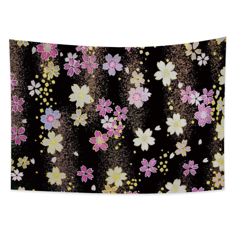 Yongto Cherry Blossom Tapestry Wall Hanging Japanese Ukiyoe Tapestries Spring Flowers Floral Petal Colorful Art Abstract Wall Tapestry for Bedroom Living Room Beach Mat Picnic Mat 39.4x27.6 inches