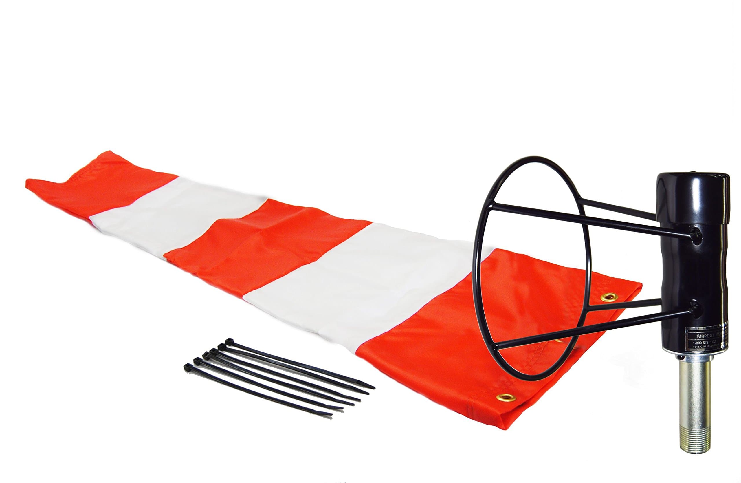 8" X 36" Orange and White Windsock with 8" Ball Bearing Frame USA Made