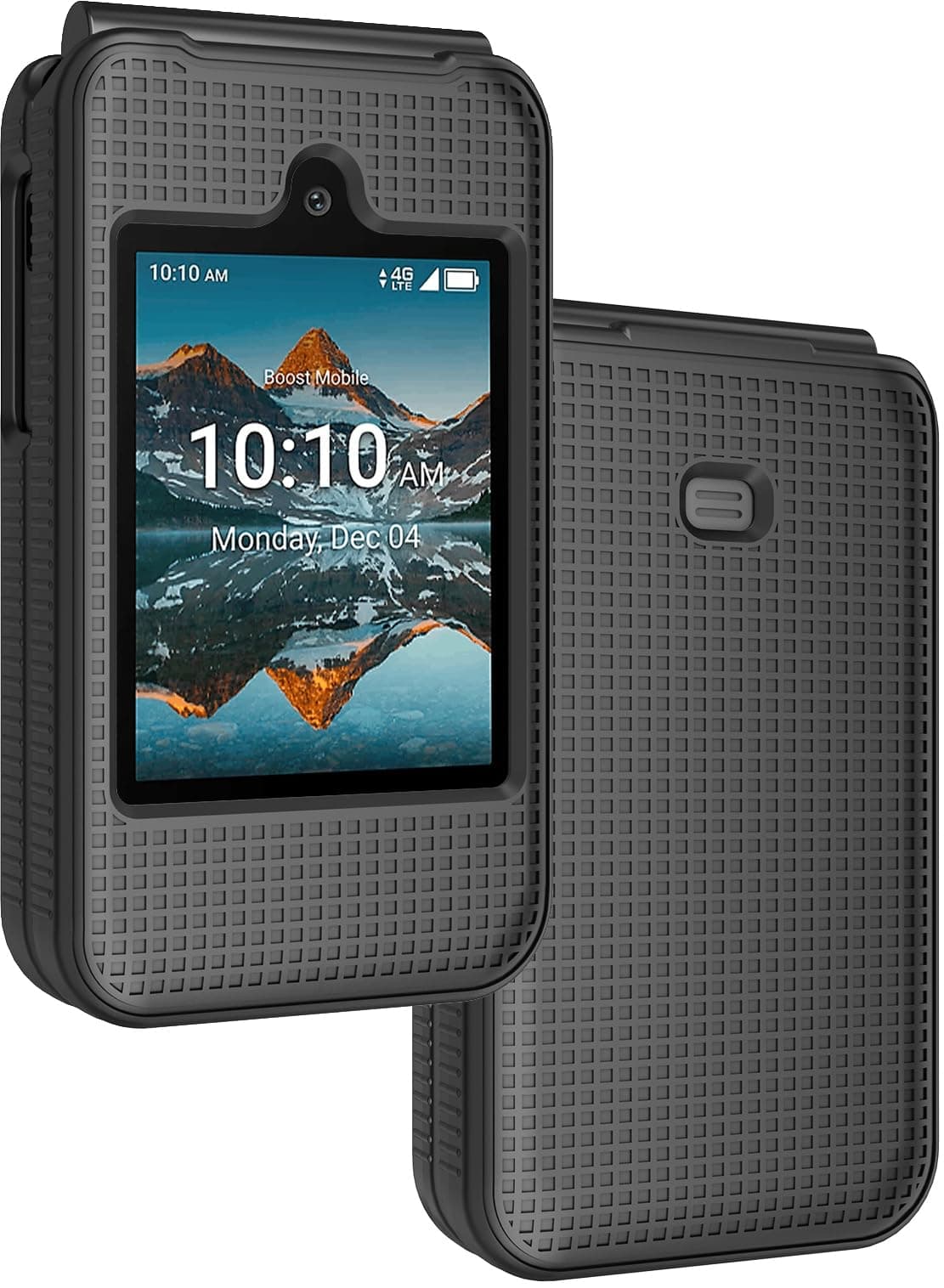 Case for Consumer Cellular Iris Easy Flip Phone/Boost Mobile Summit Flip 4G, Slim Hard Shell Protector Cover [Anti-Fingerprint, Grid Texture] for SL006D (2024) - Black Tread