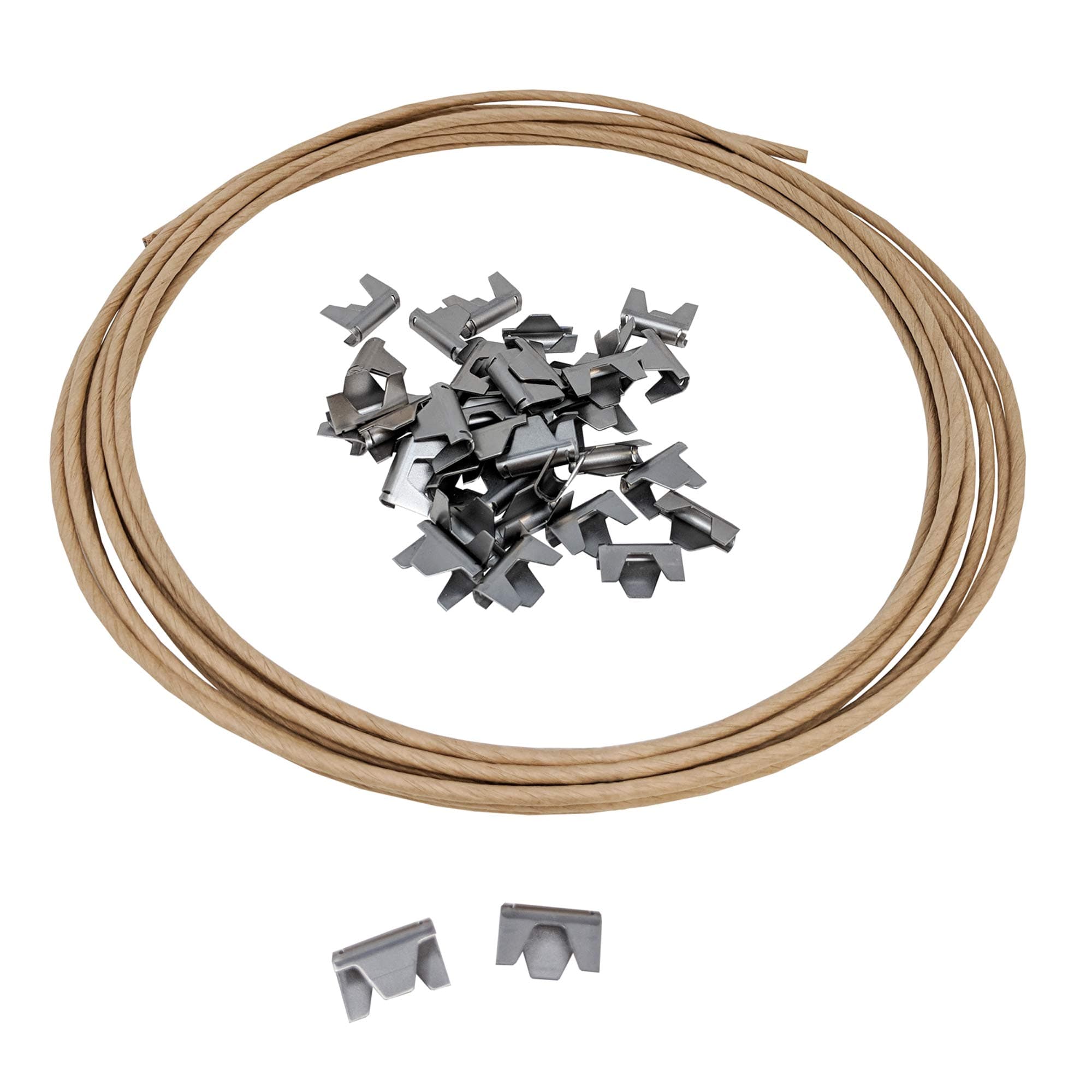Wholesale Upholstery Supply Spring Repair Kit 16 Gauge Paper Wrapped Wire w/Sofa Furniture Stay Clips- 40 Clips, 20ft of Wire