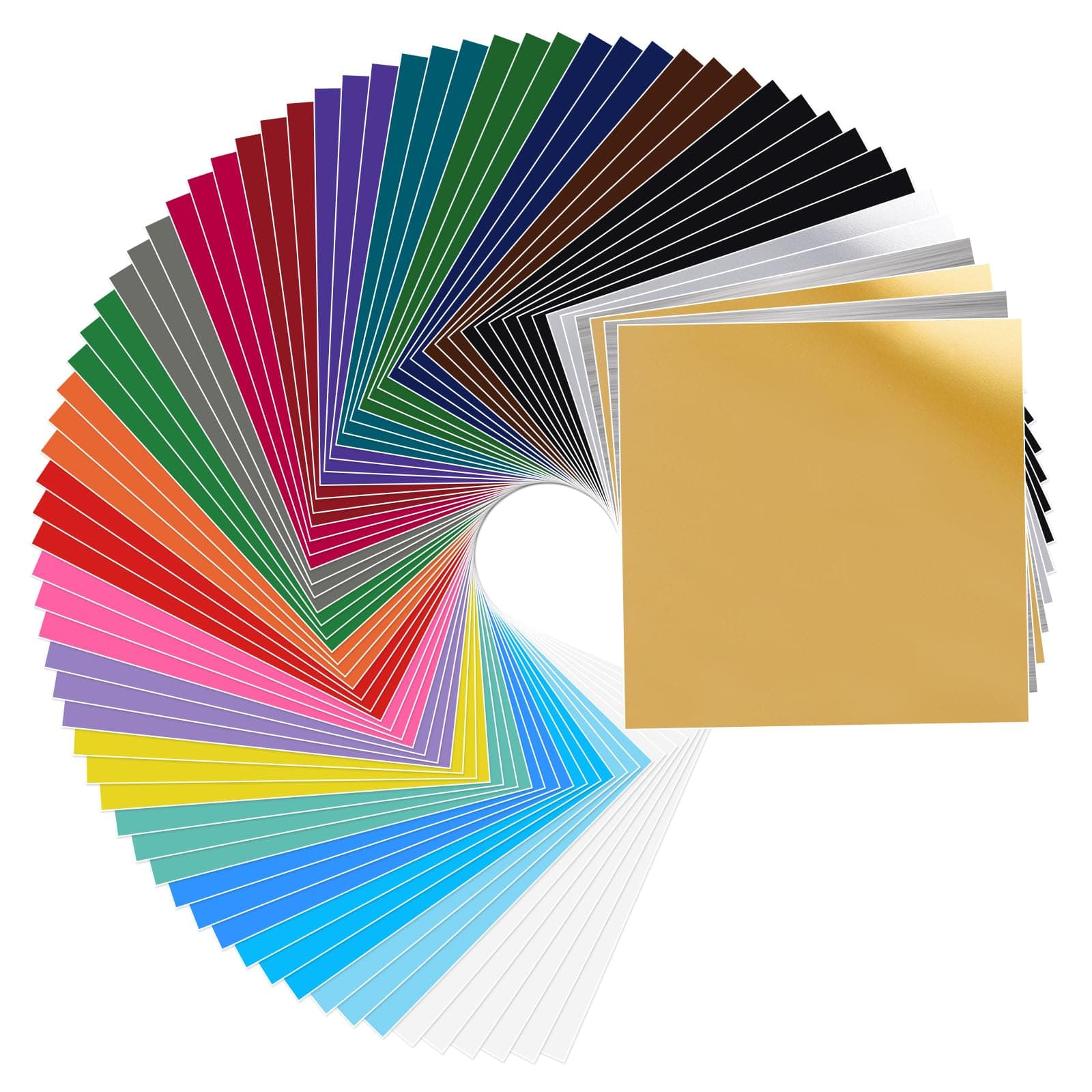Permanent Vinyl, 72 Pack Permanent Adhesive Vinyl Sheets (12”x 12”) for Silhouette Cameo and Any Craft Machine Cutters.