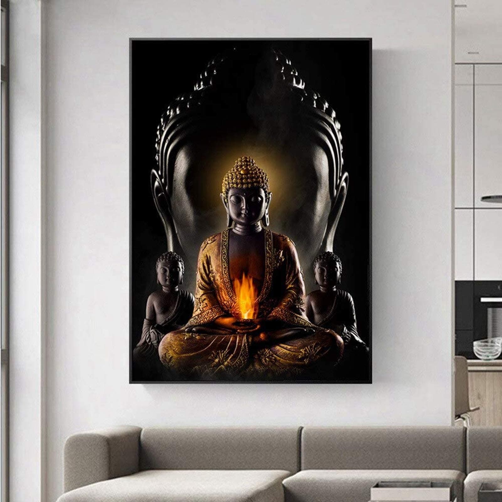 QWEWQE Modern Religious Wall Pictures, Indian Art Buddha Figure Shiva Lord Poster and Prints, Psychedelic Wall Art Canvas Painting Picture for Living Room Decor, Unframed (70 x 90 cm)