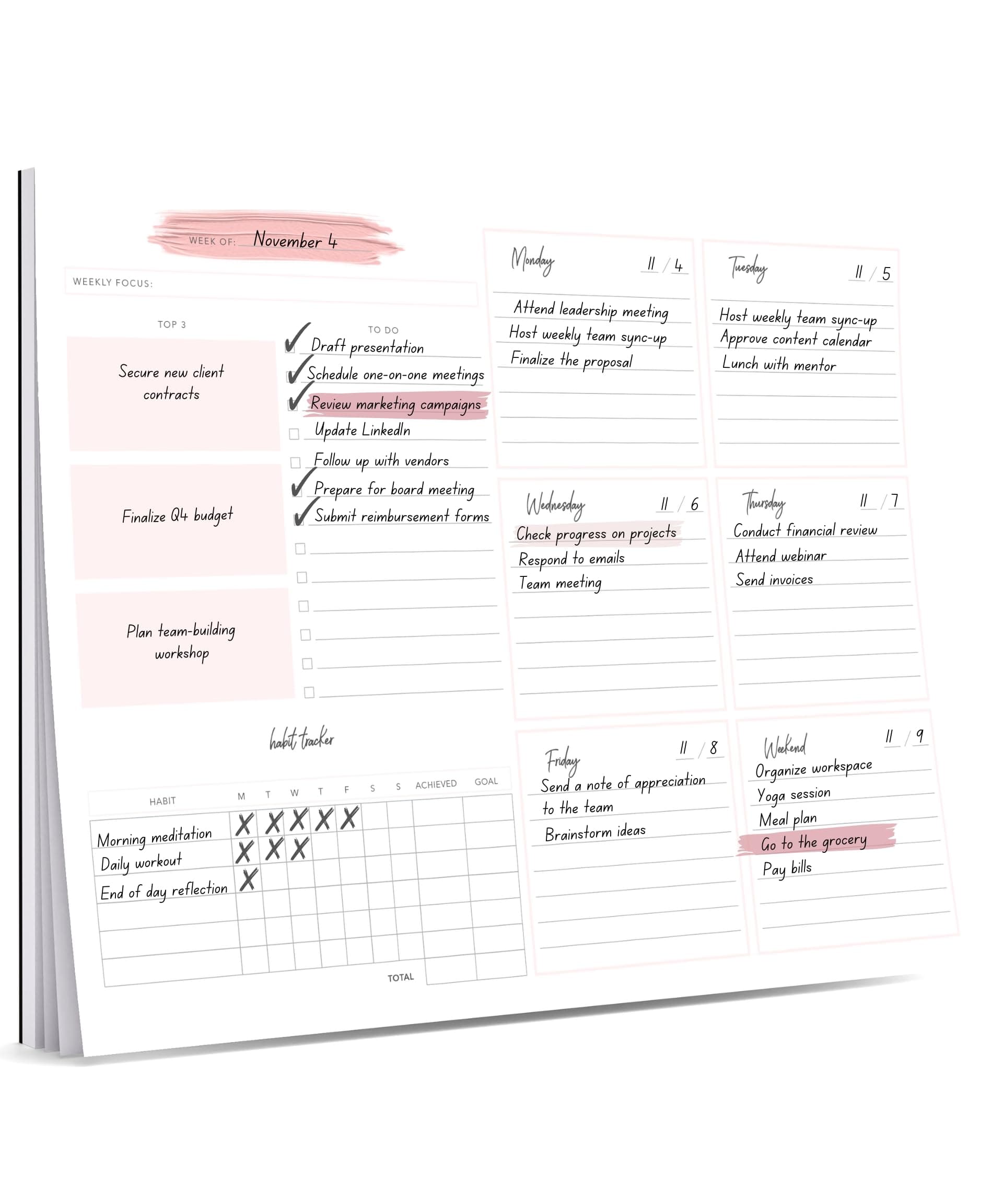 Weekly Planner Notepad Tear Off – 52 Undated Weekly Sheets Daily To Do List Notepad, Habit Tracker, Academic Planner Notebook, Daily Work Planner, Productivity Planner Weekly To Do List Notepad