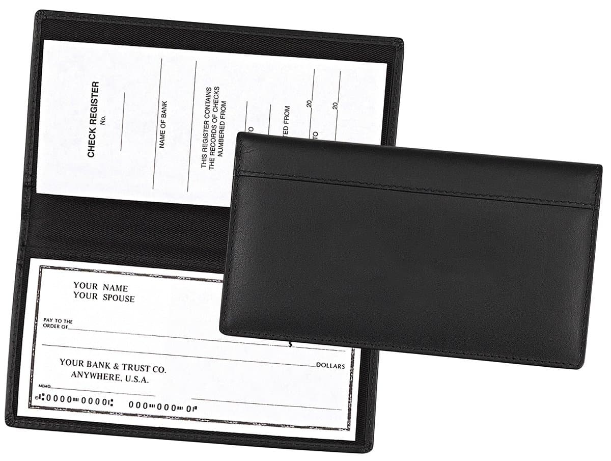 Bravo Enterprise Standard Lightweight Full-Grain Leather Checkbook Cover Black