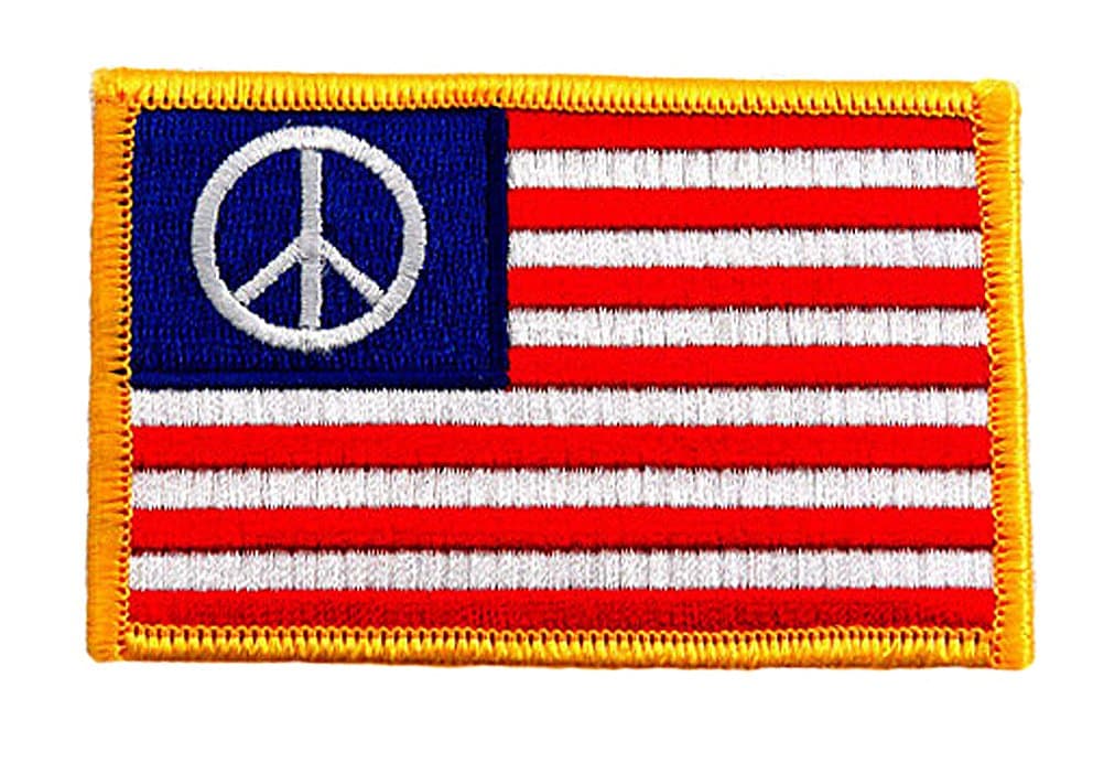 American Flag Peace Sign Embroidered Patch USA United States of America Anti-War