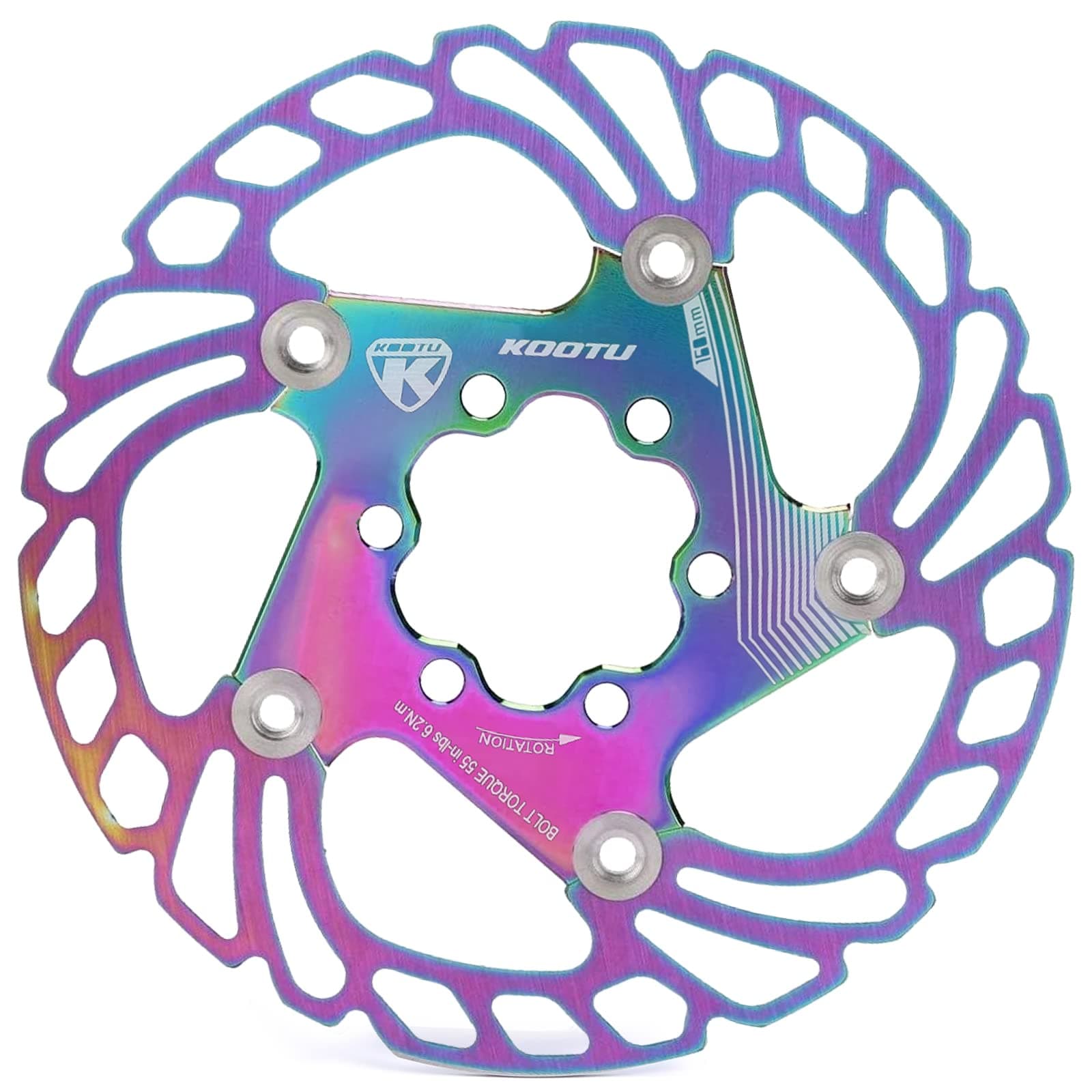 KOOTU Bike Disc Brake Rotor with 6 Bolts Stainless Steel 160mm 180mm 203mm Bicycle Rotors for Road Bike, Mountain Bike, BMX, MTB