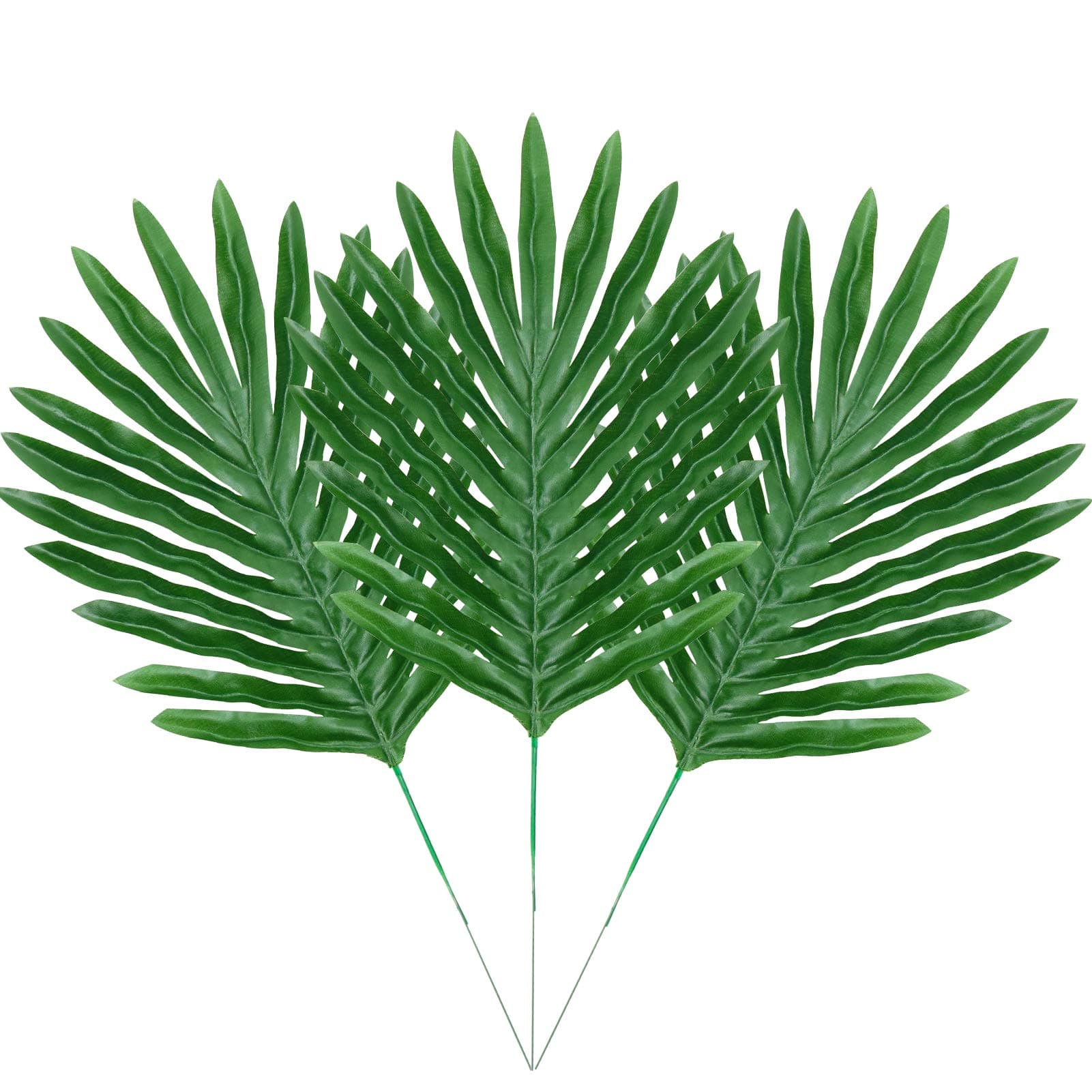 ElaDeco 36 Pcs Artificial Tropical Palm Leaves with Stems Luau Party Decoration Faux Palm Leaves Safari Leaves for Hawaiian Luau Party Jungle Beach Birthday Theme Decorations