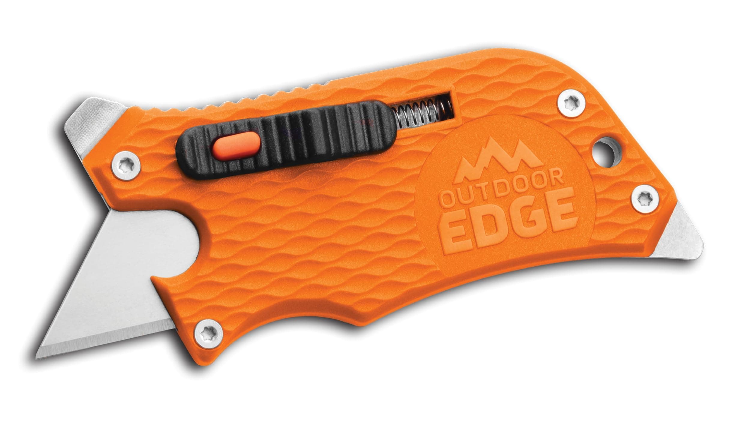 Outdoor Edge SlideWinder - Utility Knife Multitool with Standard Replaceable Razor Blade, Screwdrivers, Prybar, Bottle Opener and Pocket Clip with Locking Auto-Retracting Blade