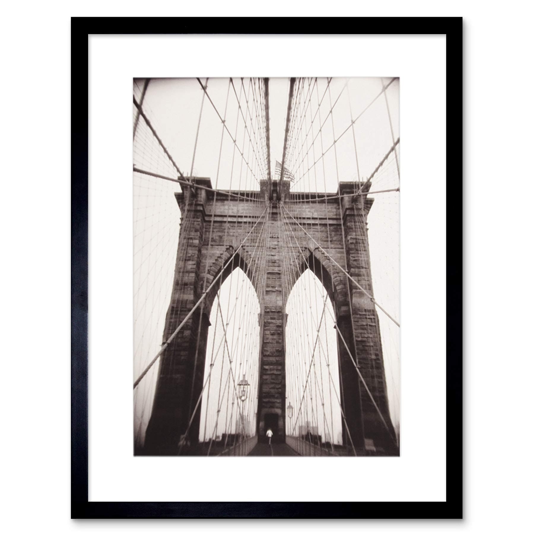 Photograph Black White RAY HENDERS Brooklyn Bridge Framed Art Print B12X9954