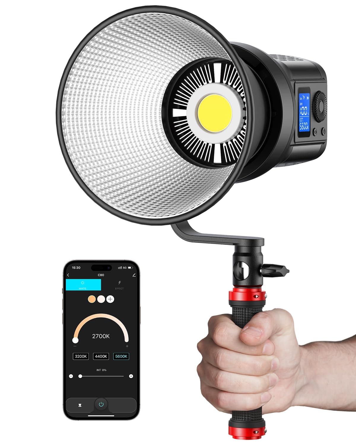 RaLeno 80W LED Studio Video Light, with Efficient Cooling Fan Continuous Lighting 5600K CRI 95+ Brightness Adjustable Bowens Mount for Video Recording Photography Outdoor Shooting YouTube Interview