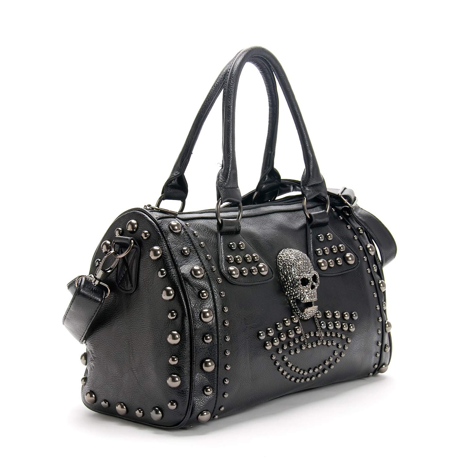 Women Skull Handbag Large Capacity Gothic Shoulder Bag Studded Doctor Handbag
